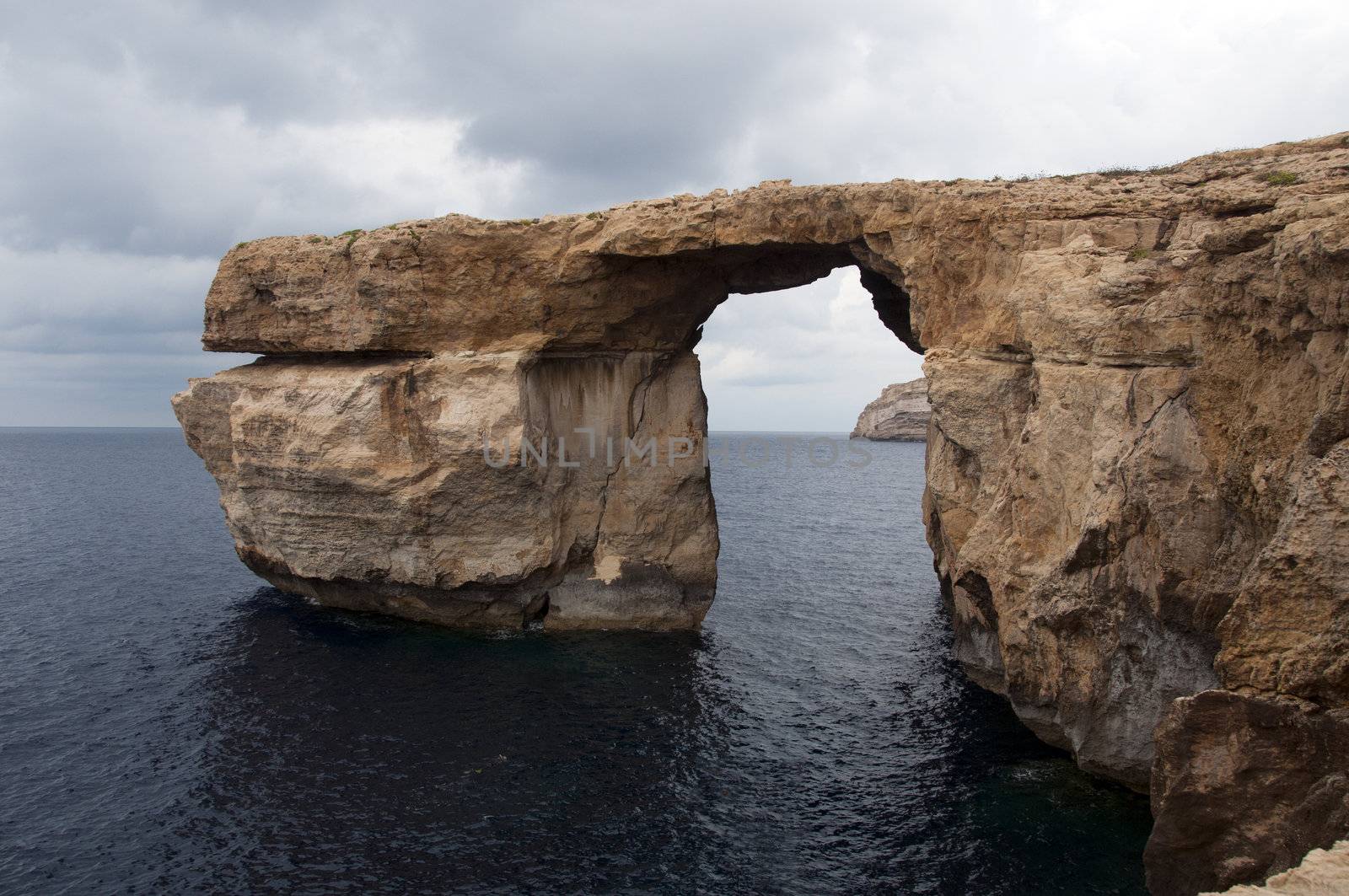 azure rock on Gozo by compuinfoto