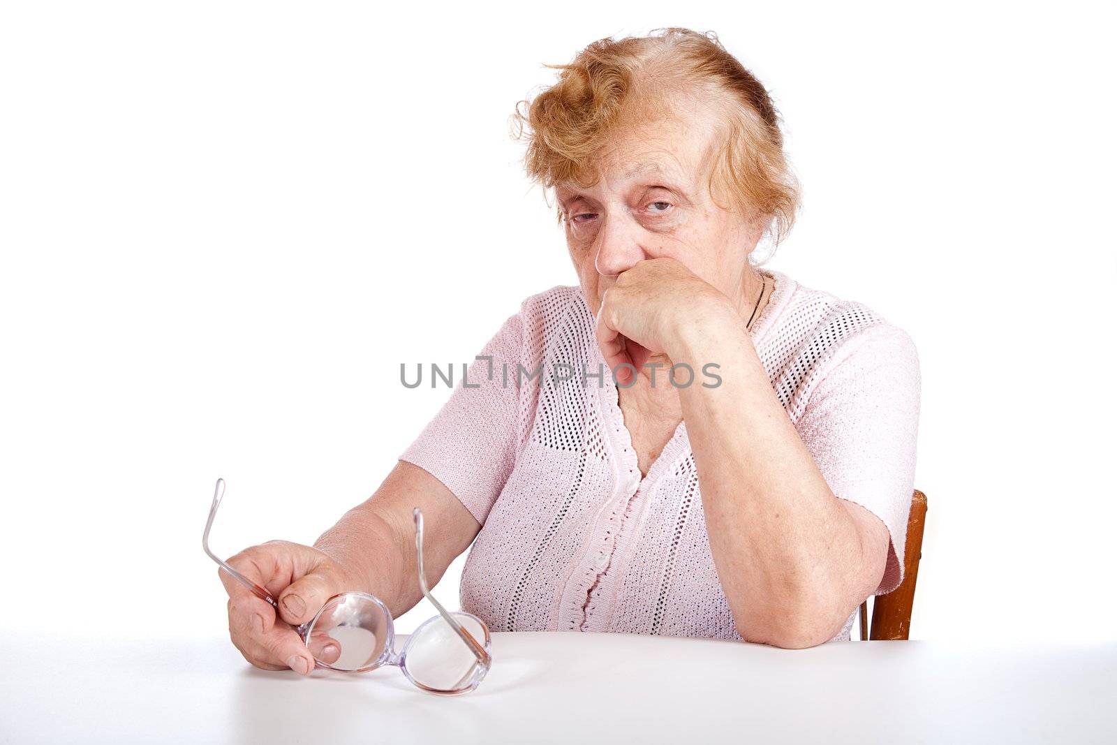 Portrait old women on a white background