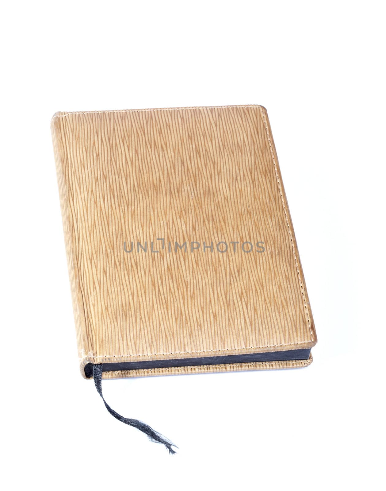 Brown notebook with a cover from an imprinted skin on  white background