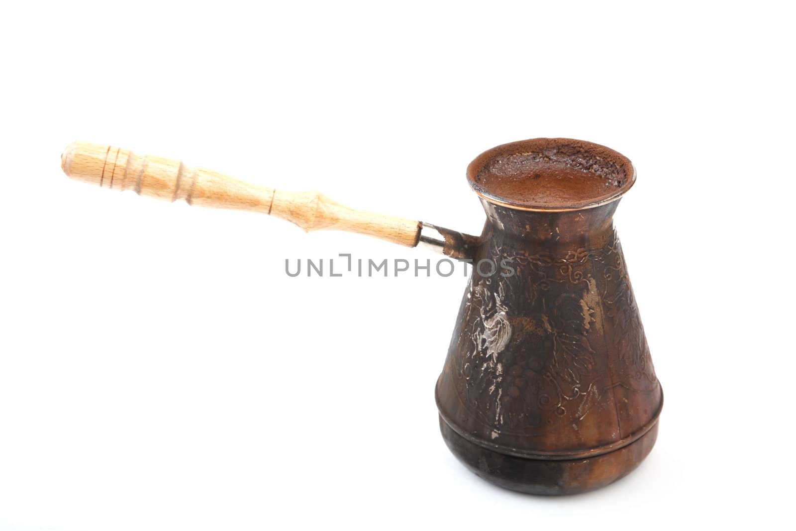 Coffee maker from coffee on a white background