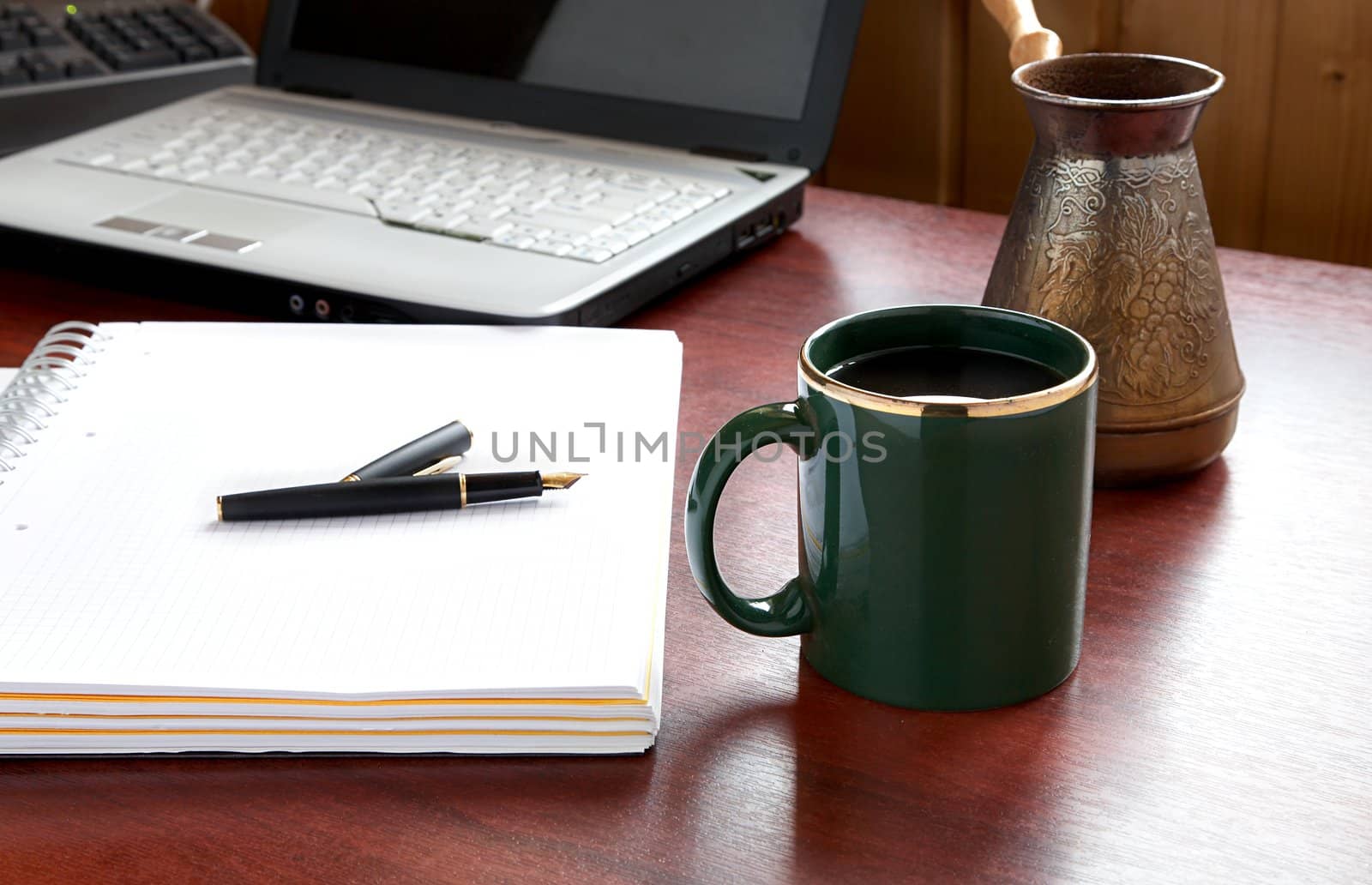 Morning cup coffee before the beginning of work