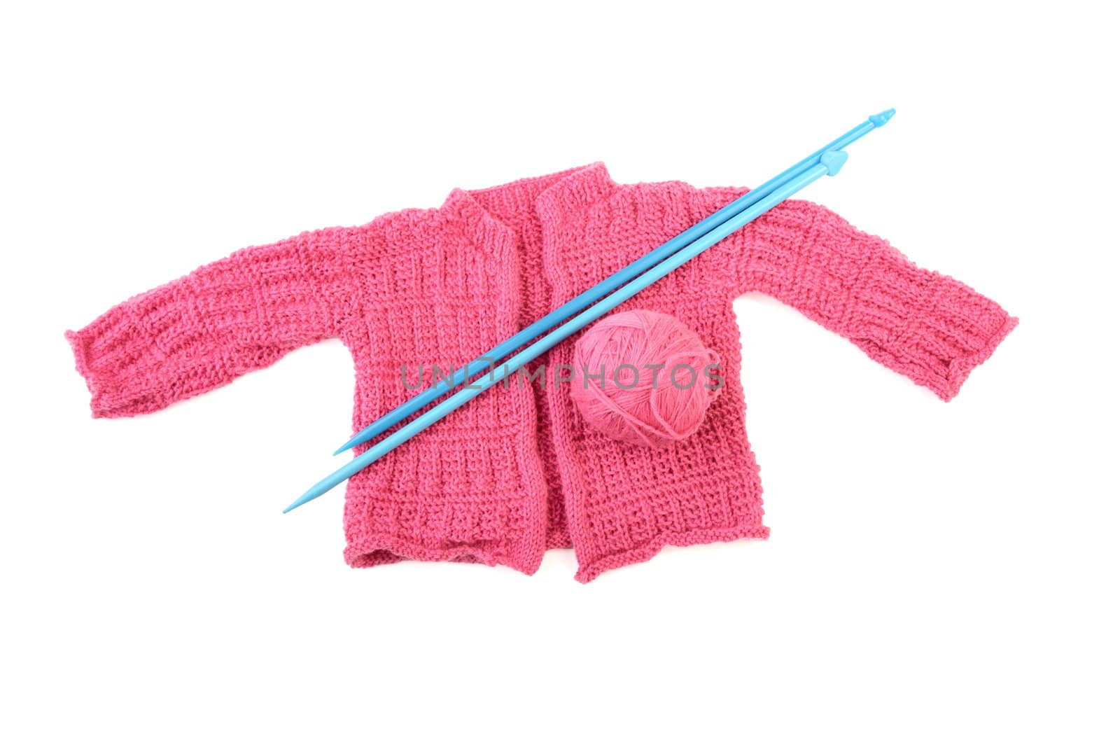 Knitted jacket for the baby isolated on a white background