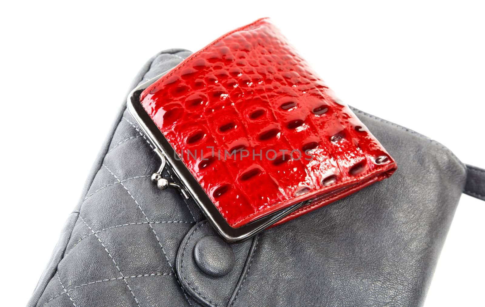 Female purse and bag isolated on a white background