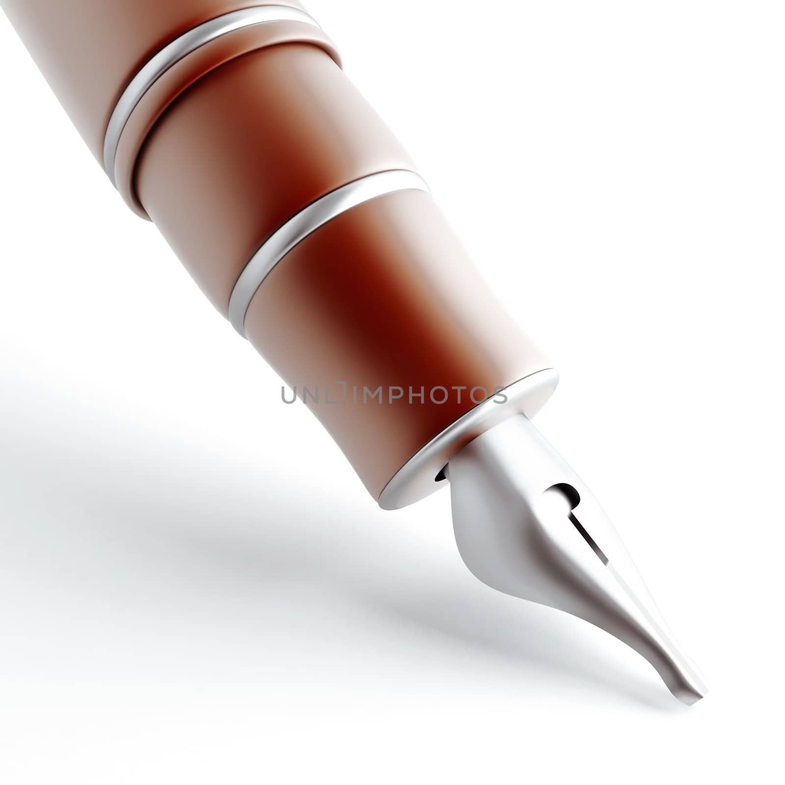 old-fashioned fountain-pen on white background