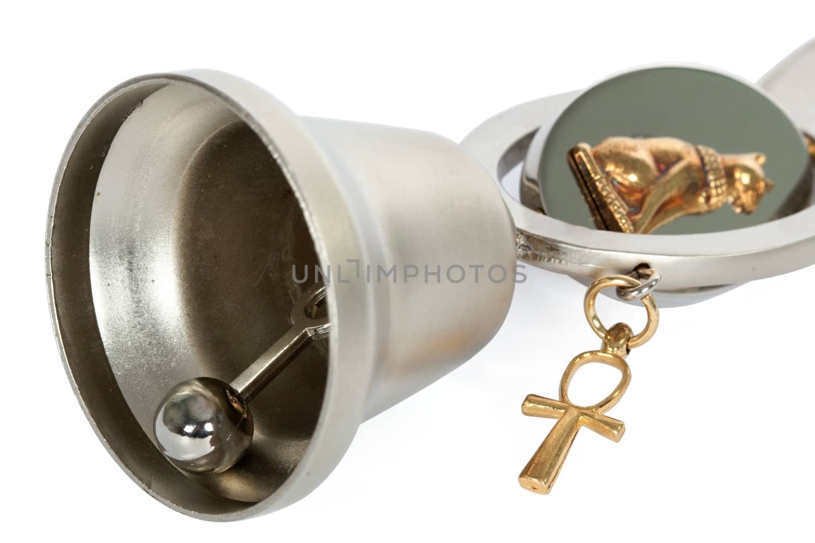 Bottle opener in the form of a bell, isolated on white background