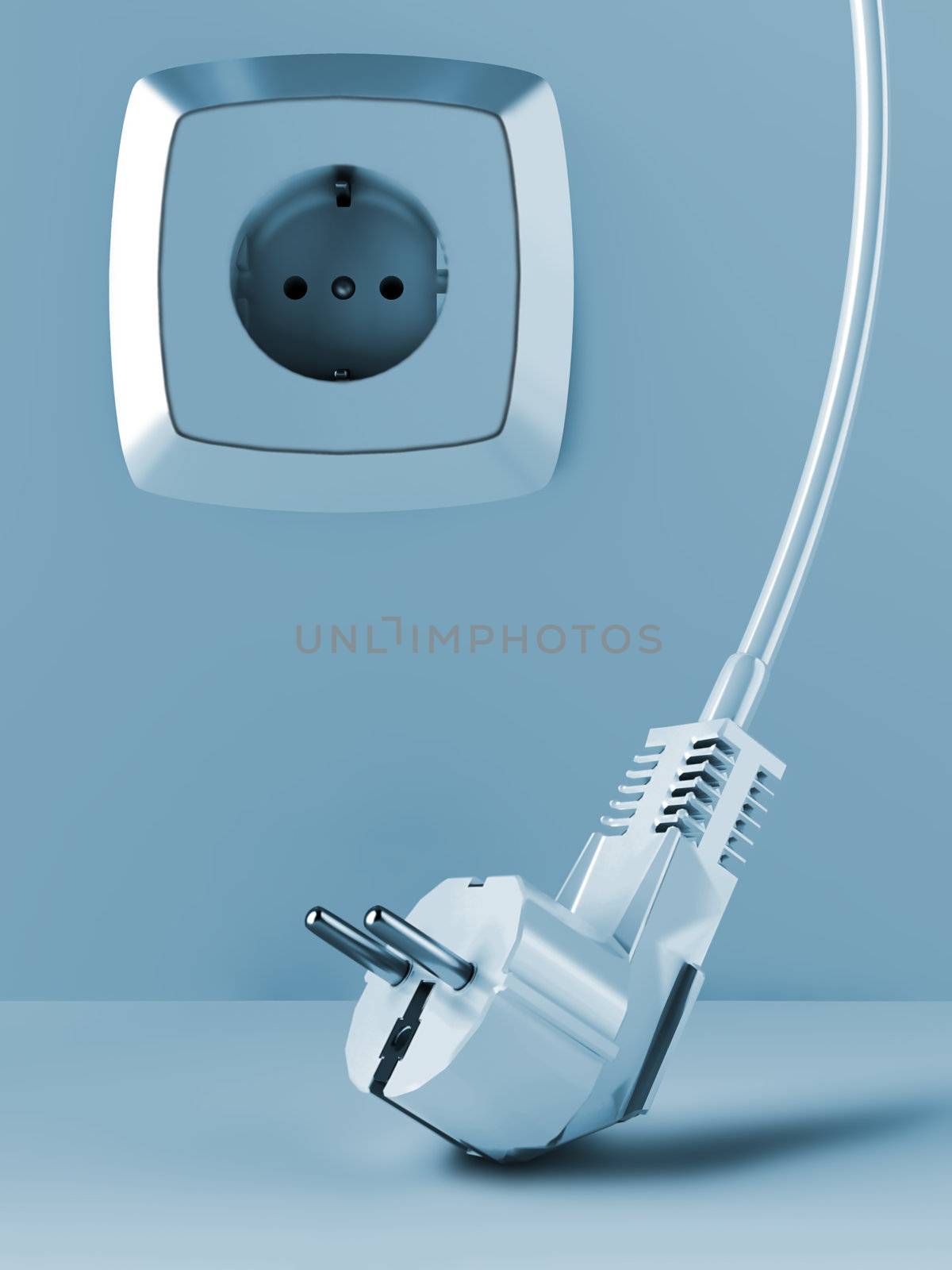 cable and electric plug on a background with electric socket by Serp