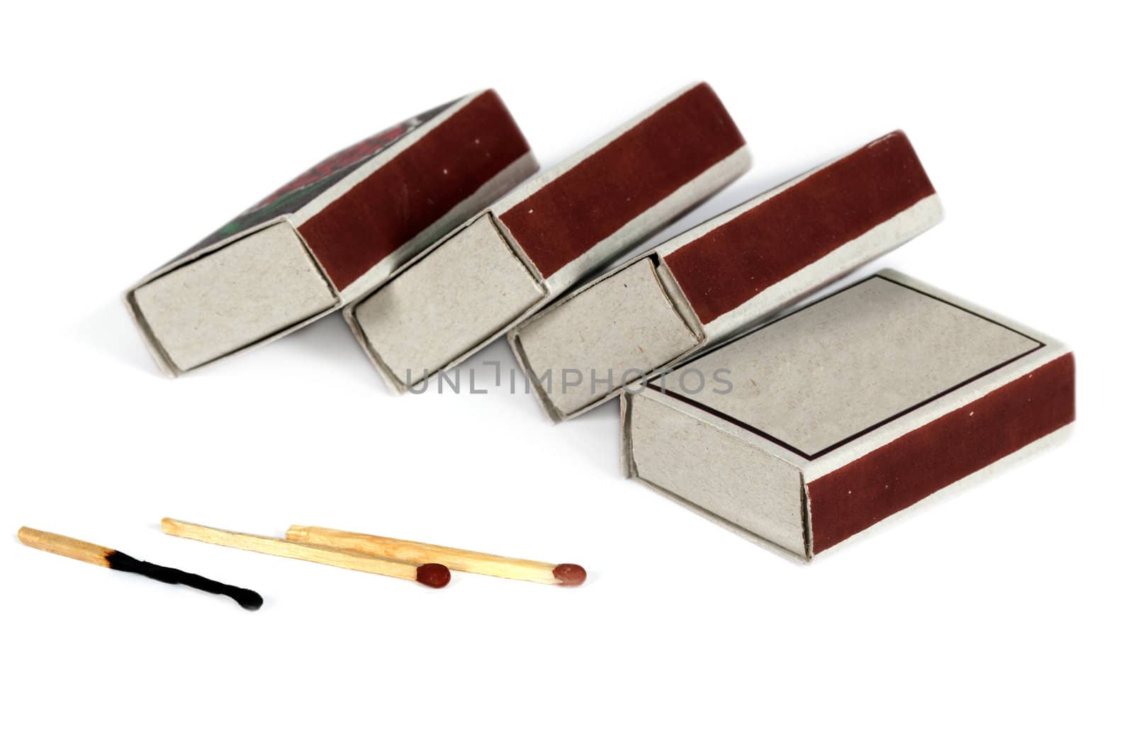 Boxes of matches, isolated  on a white background