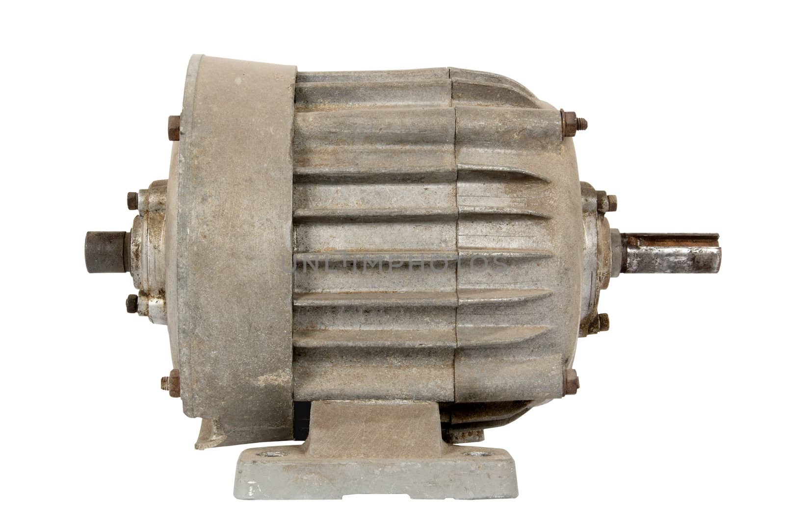 Old electric motor, isolated on a white background