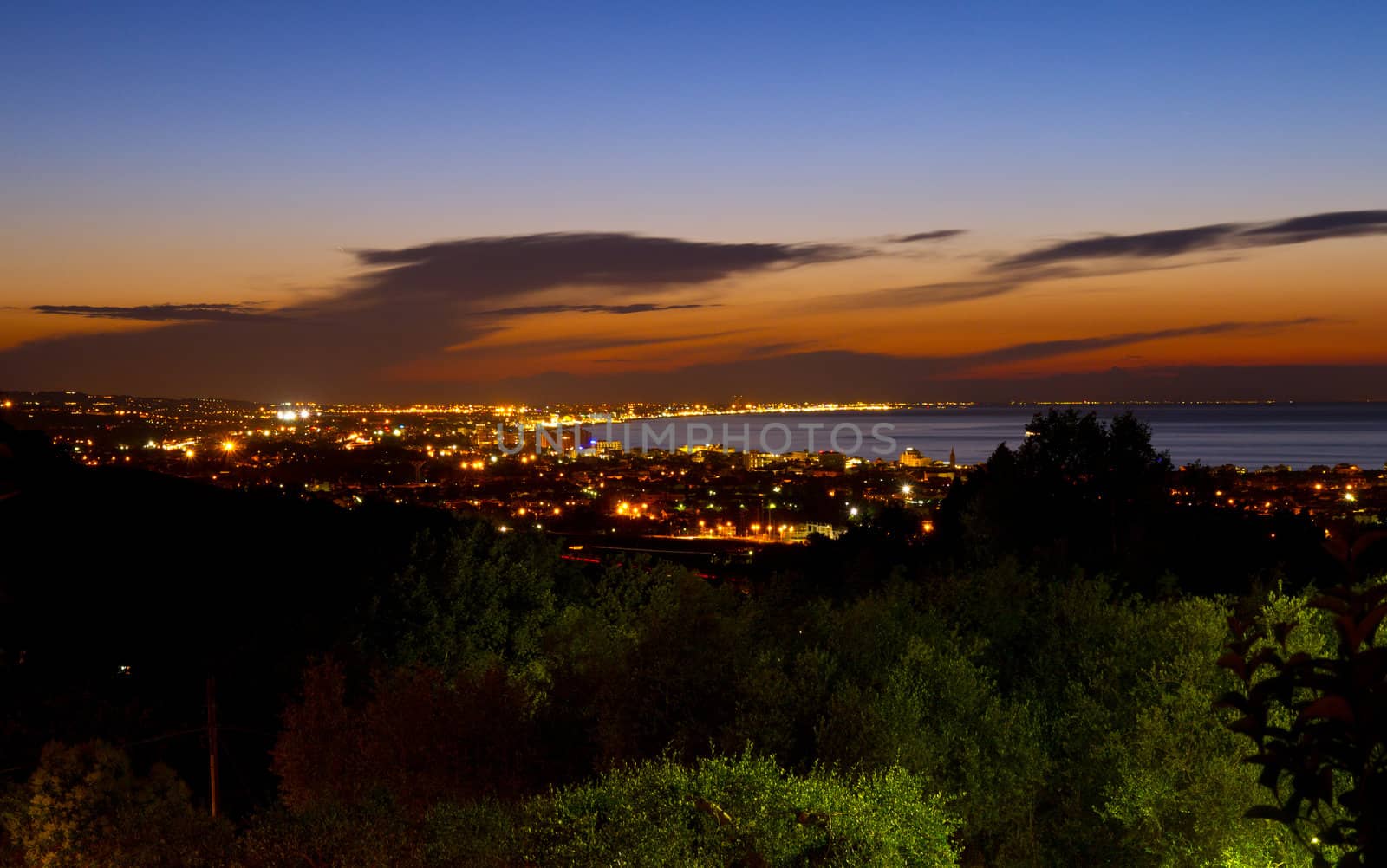 Night shot of the coast of Emilia Romagna, Italy