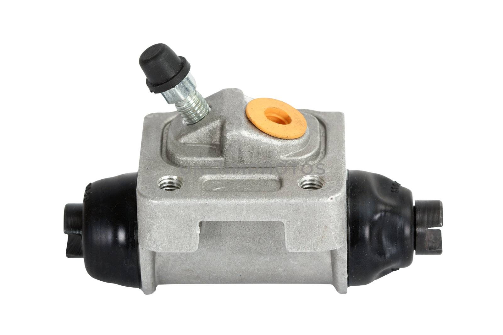 New hydraulic cylinder brake drum, isolated on a white background