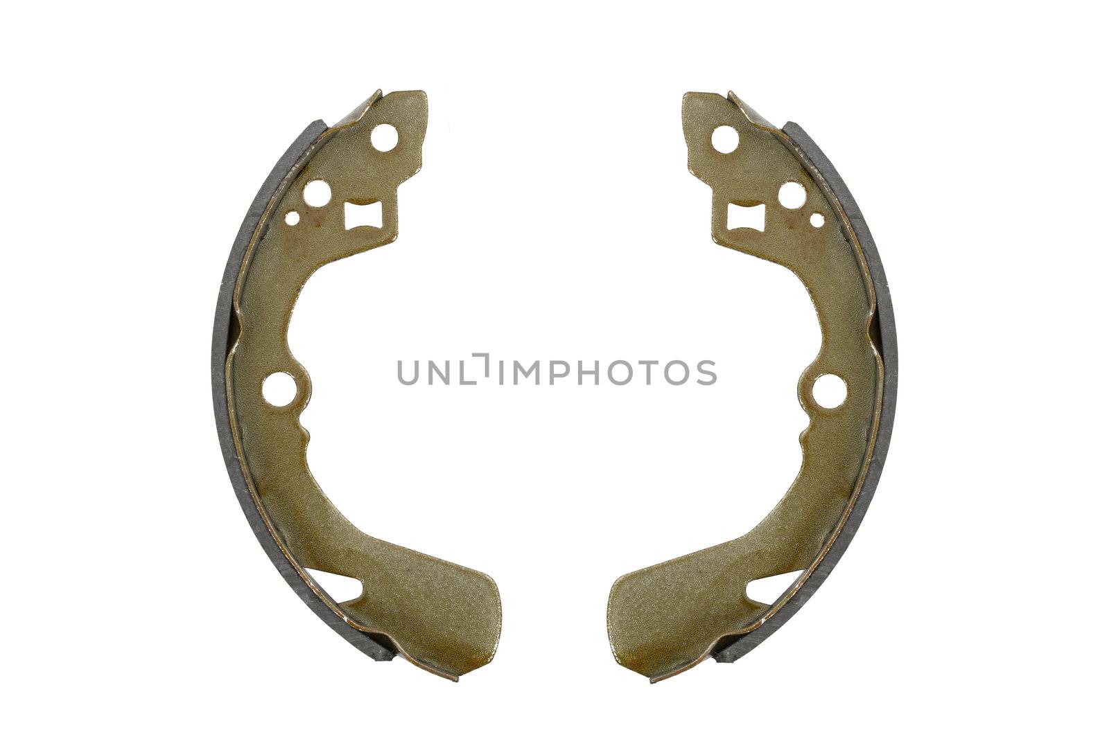 New brake pads drum brake, isolated on a white background