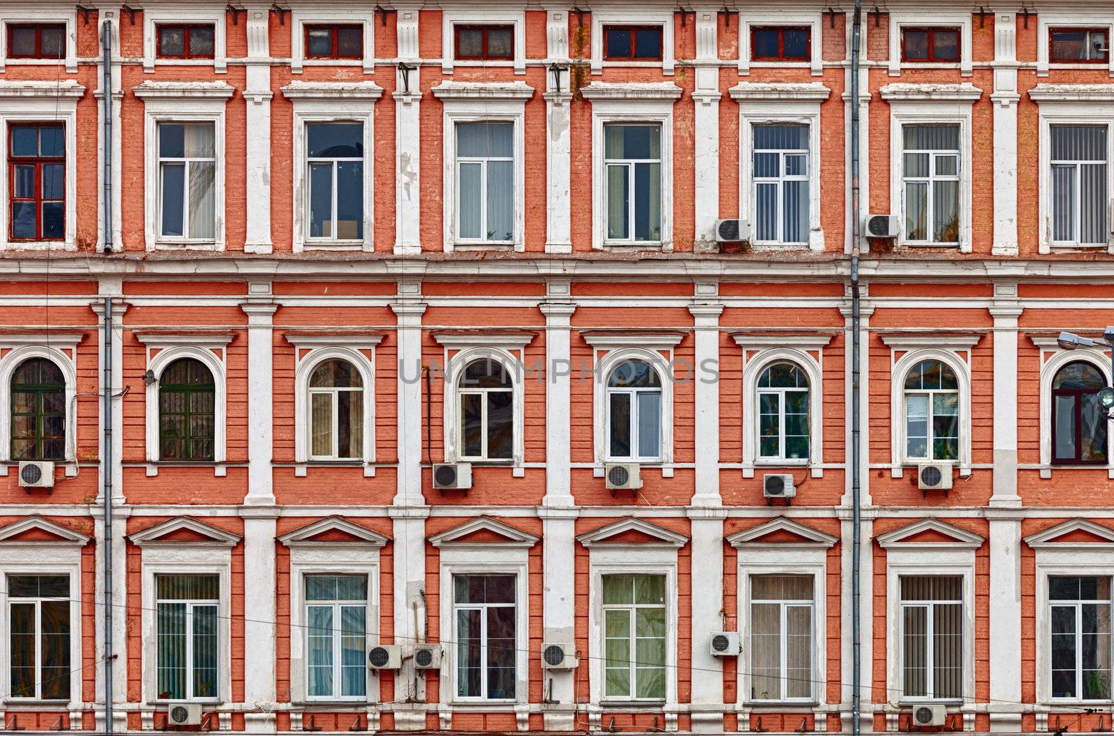 The facade of a house. The old architecture