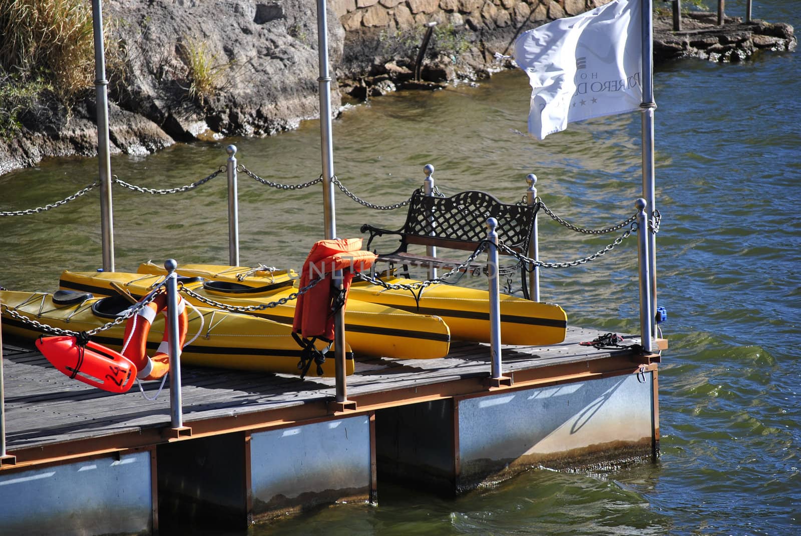 Dock with kayaks