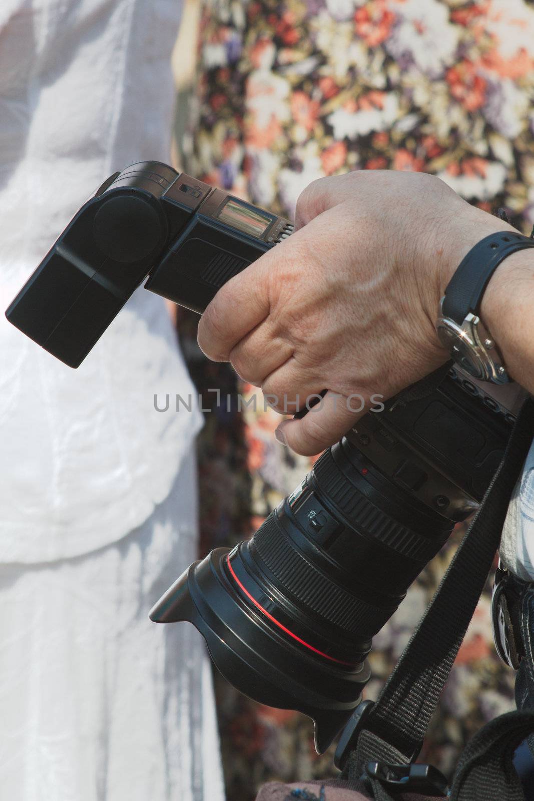 Photographer holding a the camera