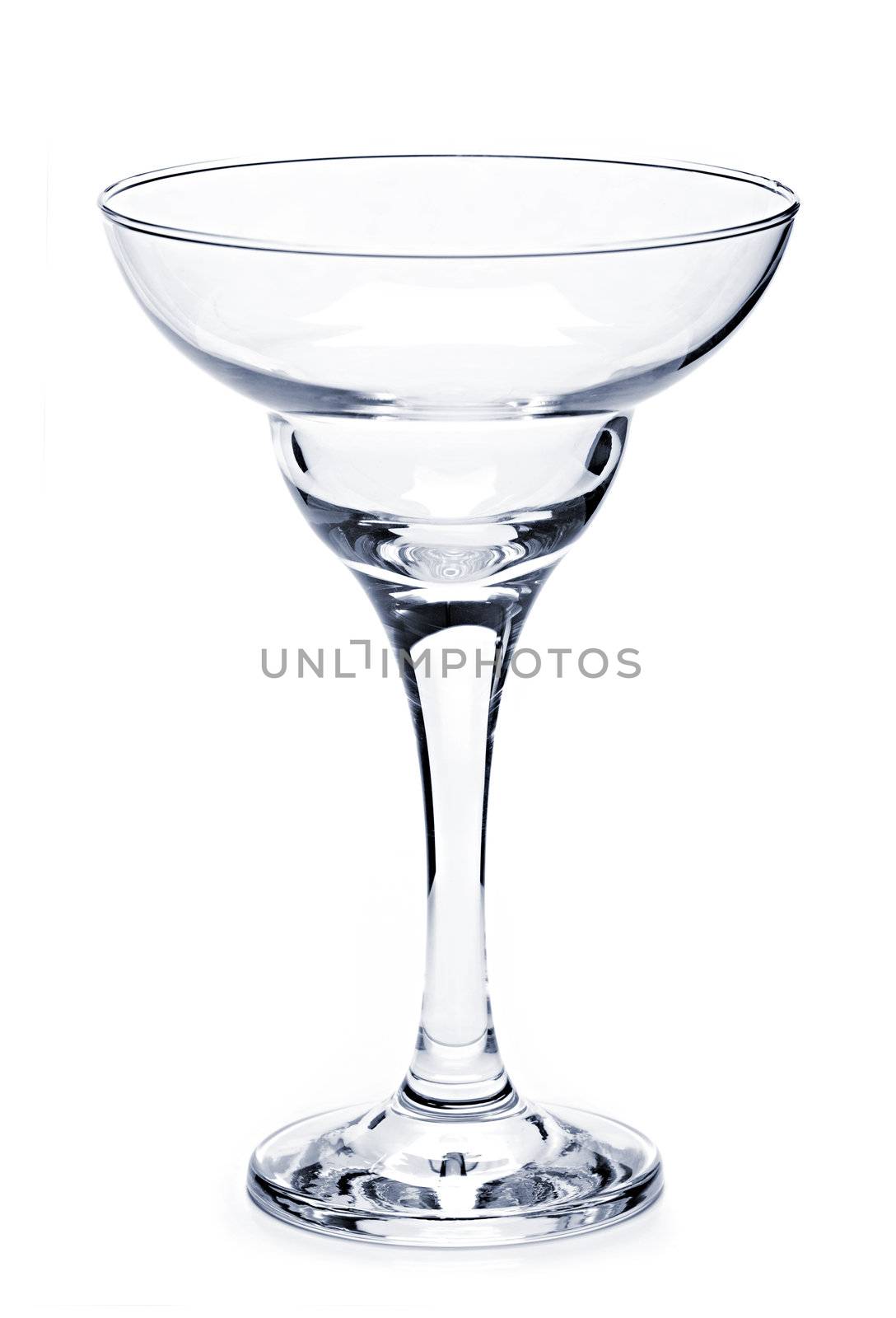 Empty margarita glass isolated on white background