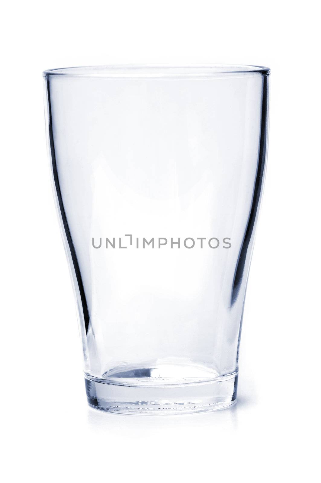 Single empty drinking glass isolated on white background