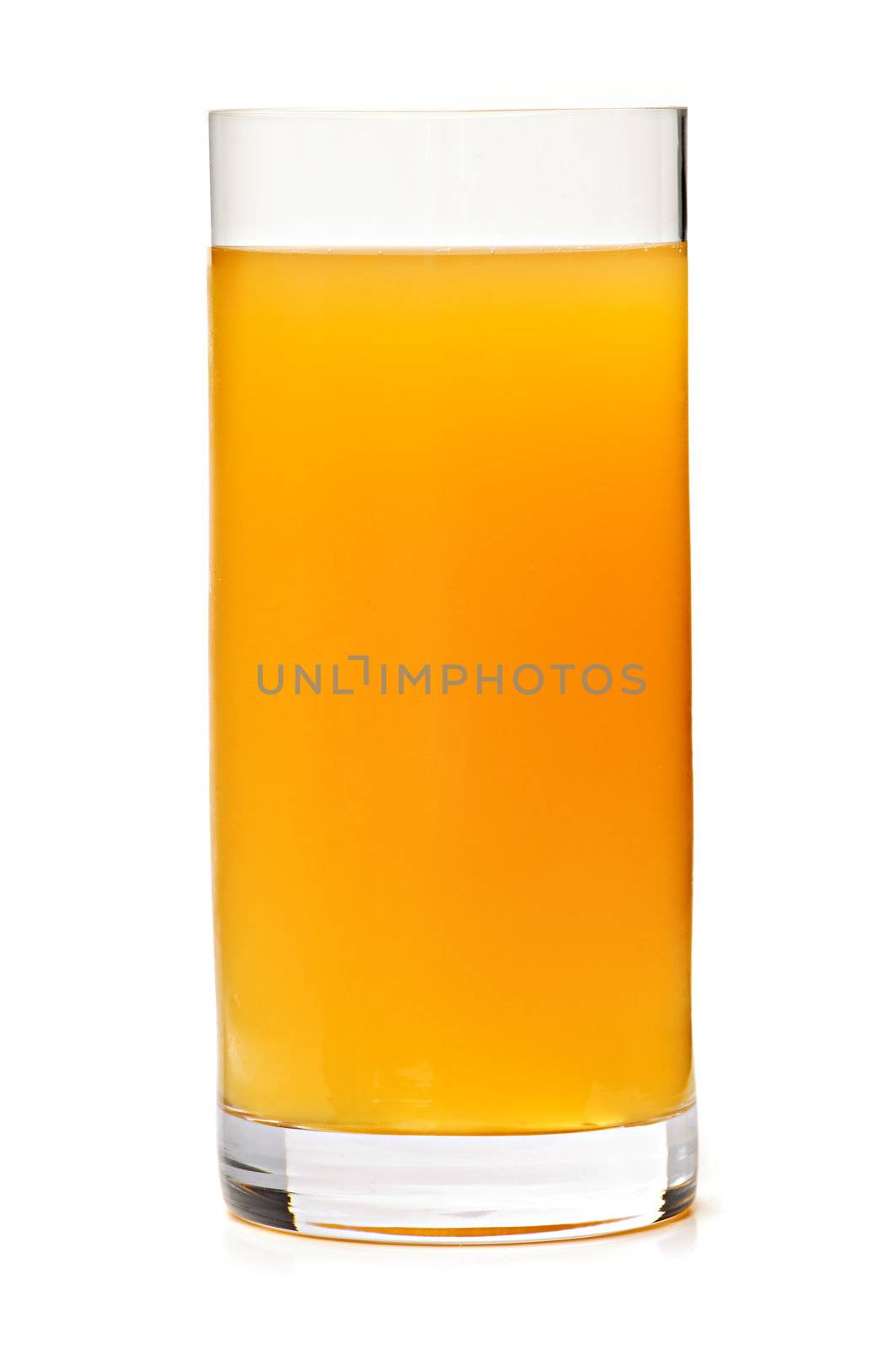 Apple juice in clear glass isolated on white background