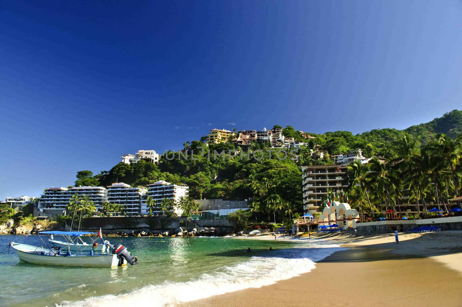 View on Pacific coast of Mexico resort town of Mismaloya near Puerto Vallarta