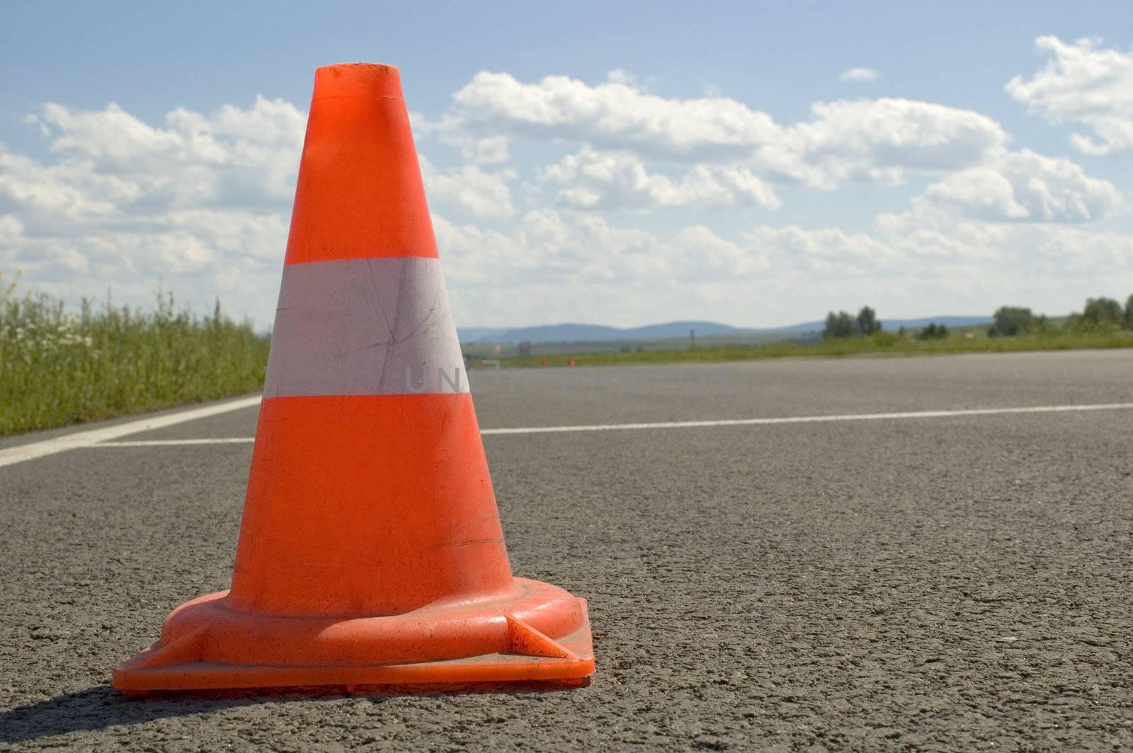 Warning road mark on a road.