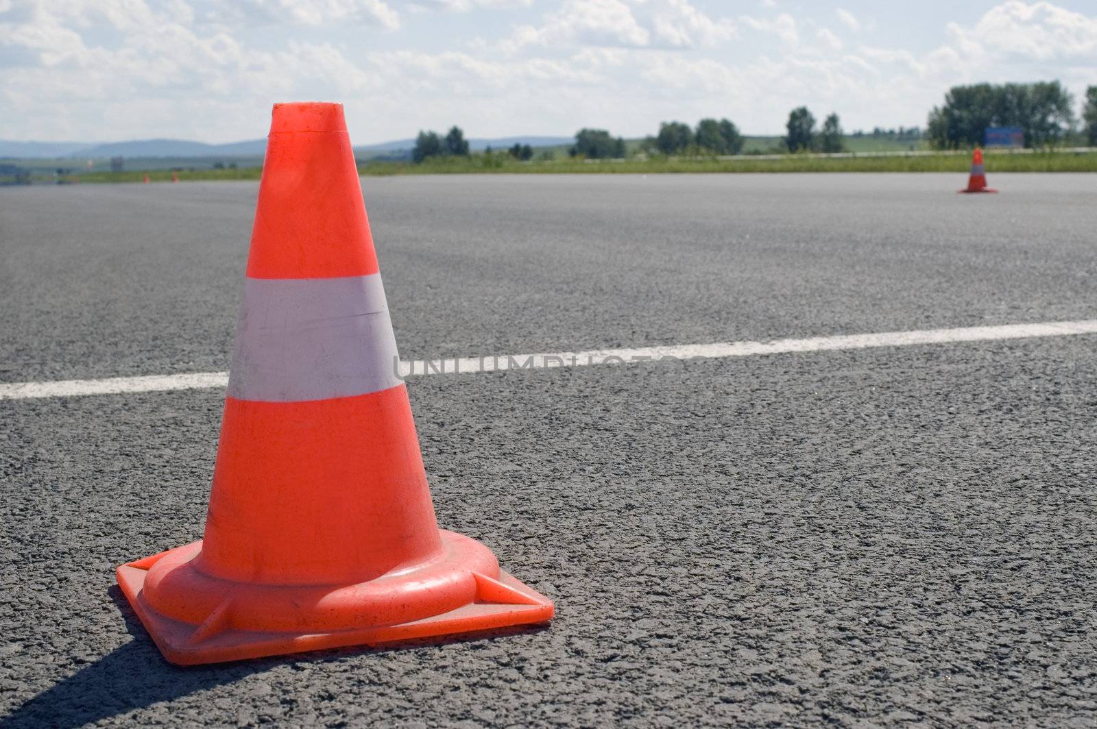 Warning road mark on a road.
