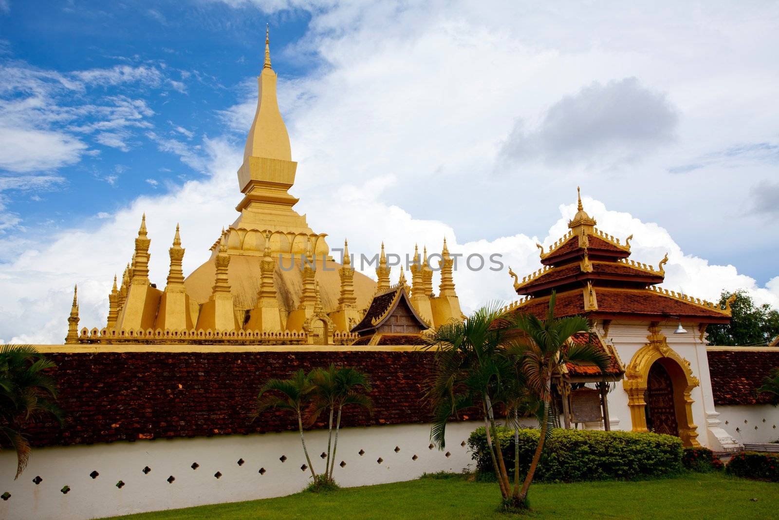 Golden pagada in Wat Pha-That Luang, Vientiane, Laos