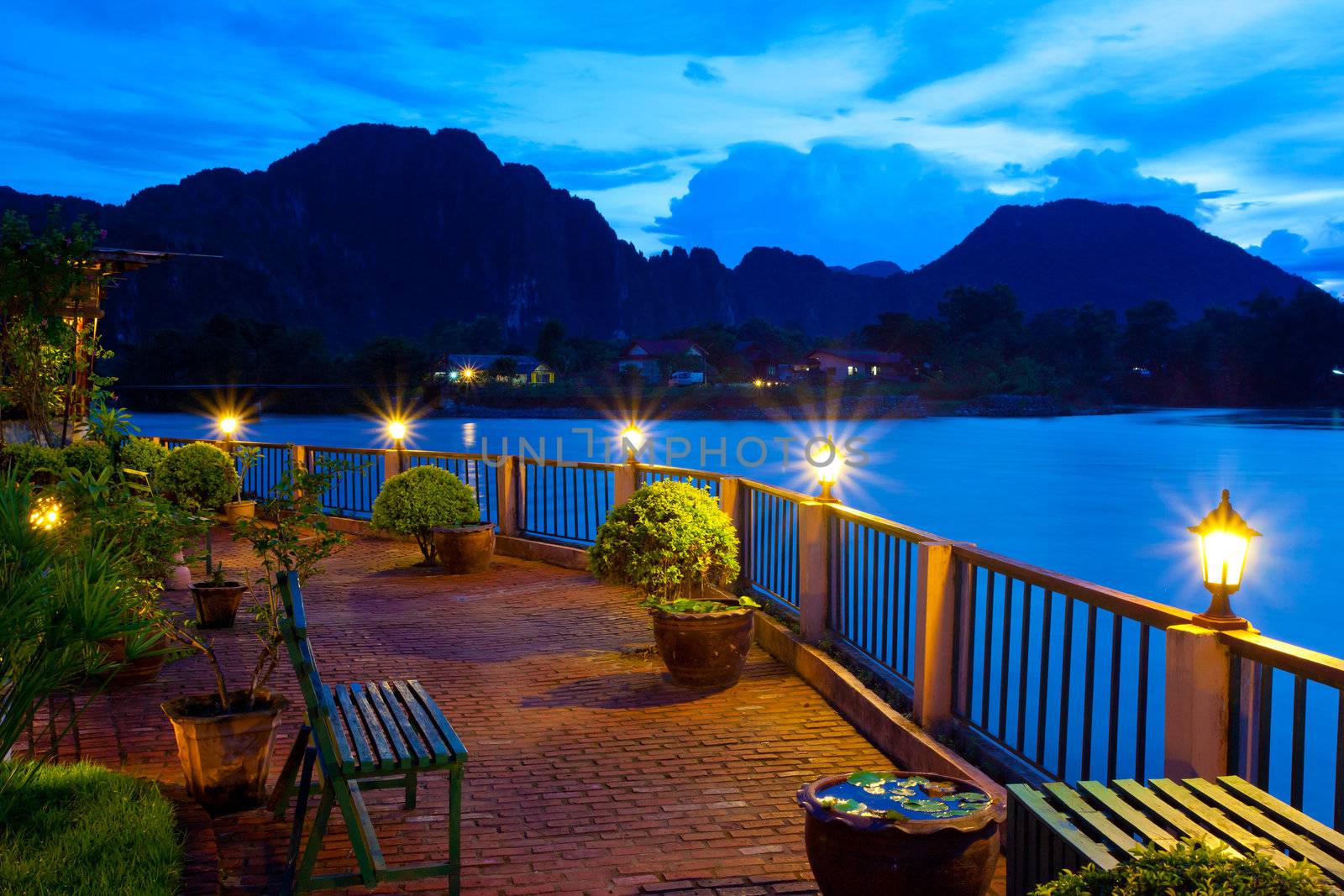View of Vang Vieng, Laos