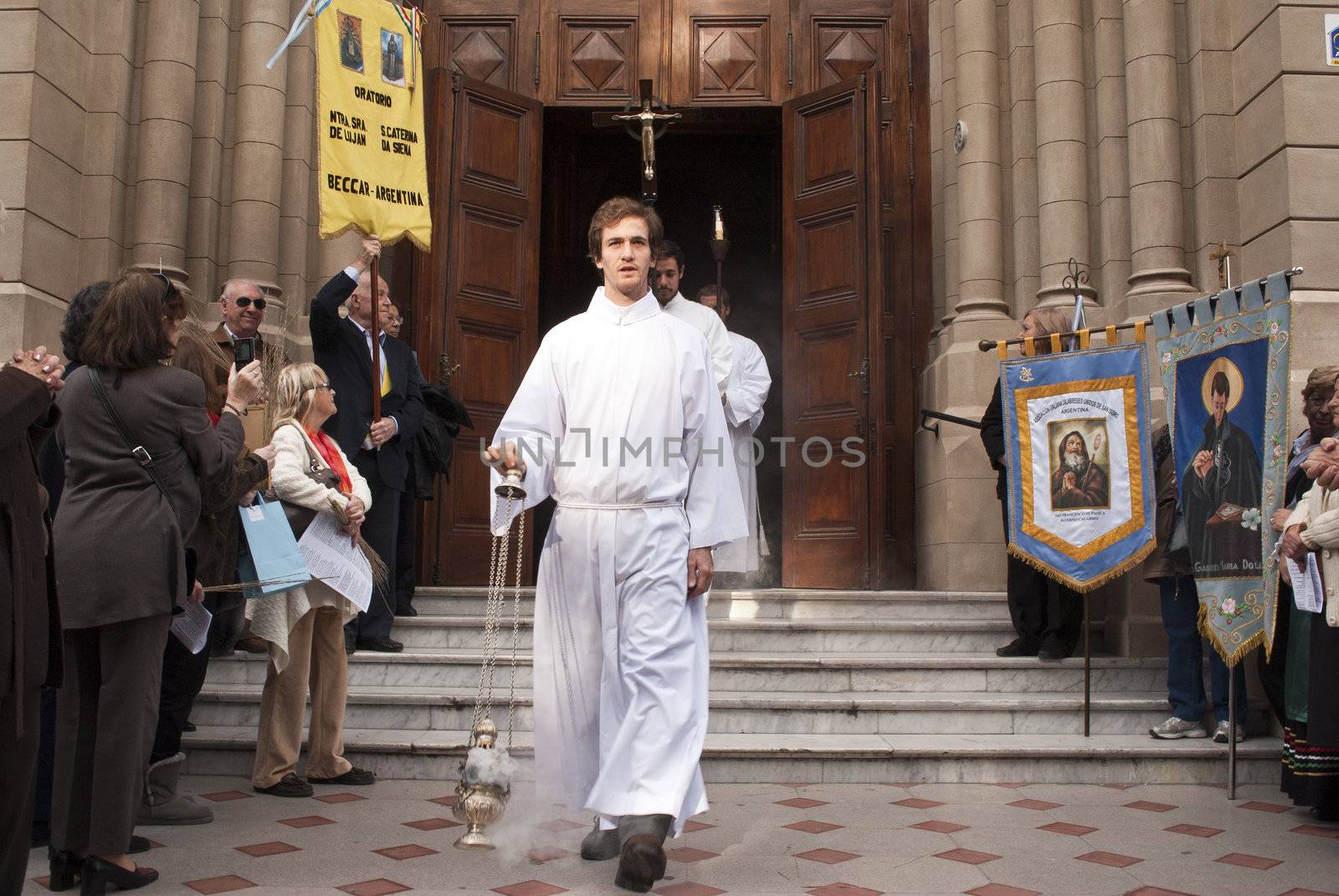 Argentina - Buenos Aires - May 15, 2012: procession in commemoration of the celebration of San Isidro Labrador in the cathedral that bears his name located in the province of Buenos Aires