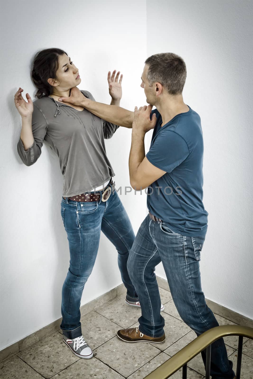 A young woman is attacked by a man