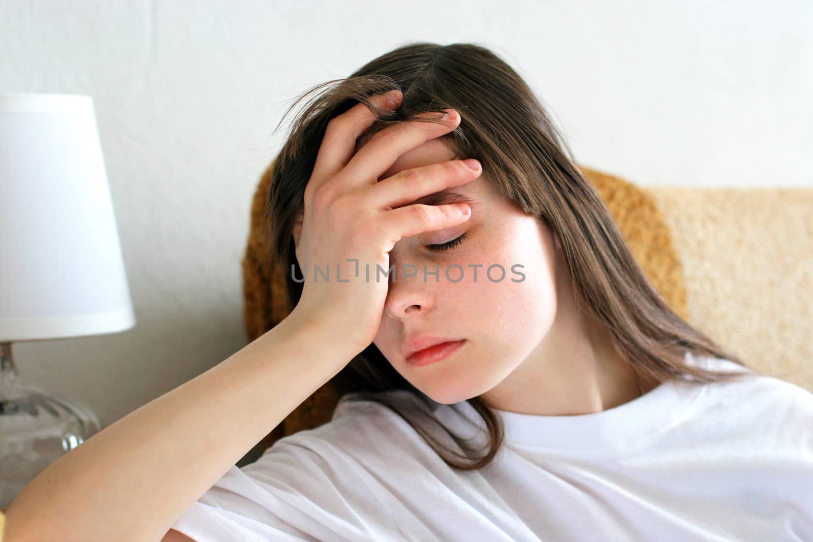 Sad Teenage Girl at the Home Portrait closeup