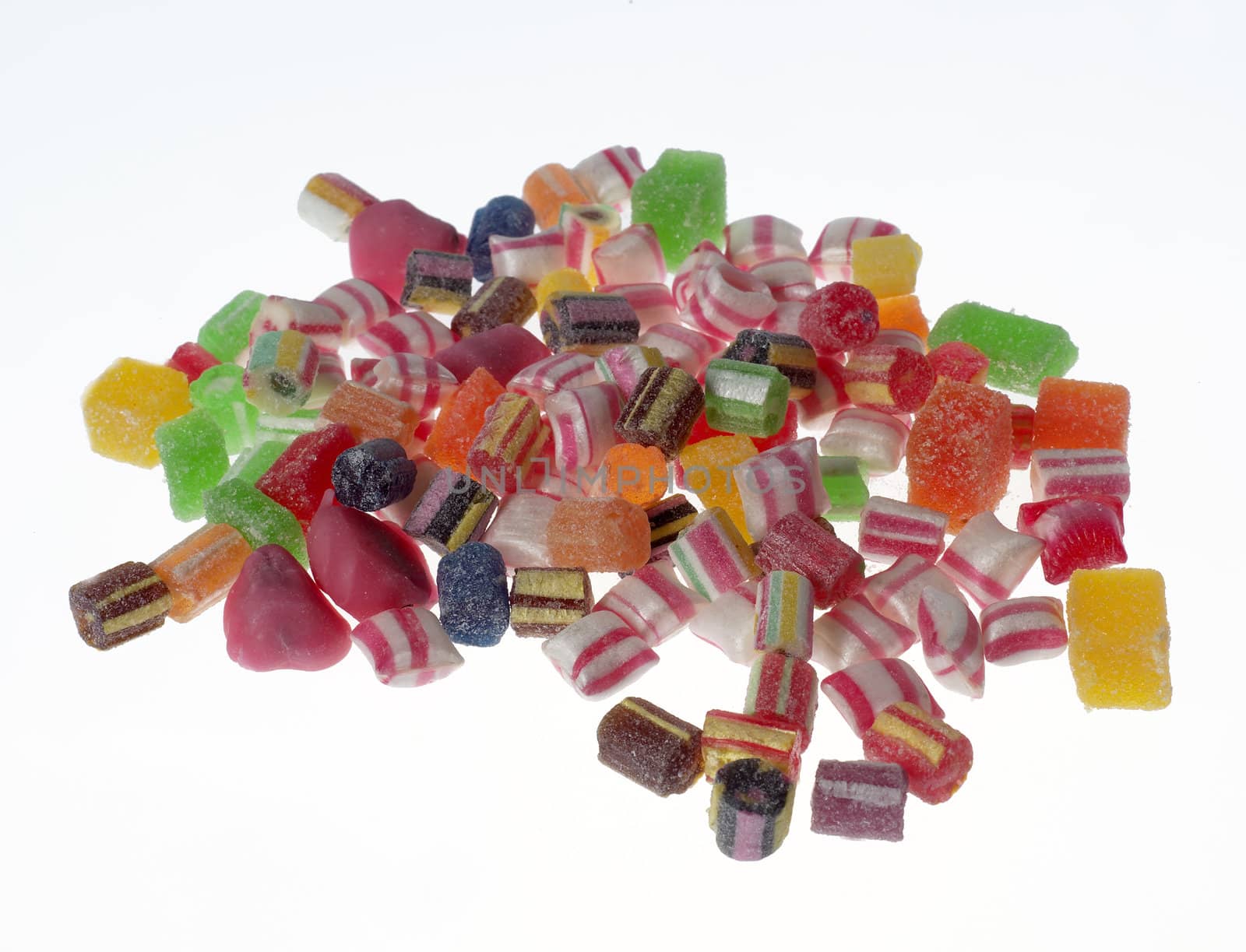 Stack of Candy on white background