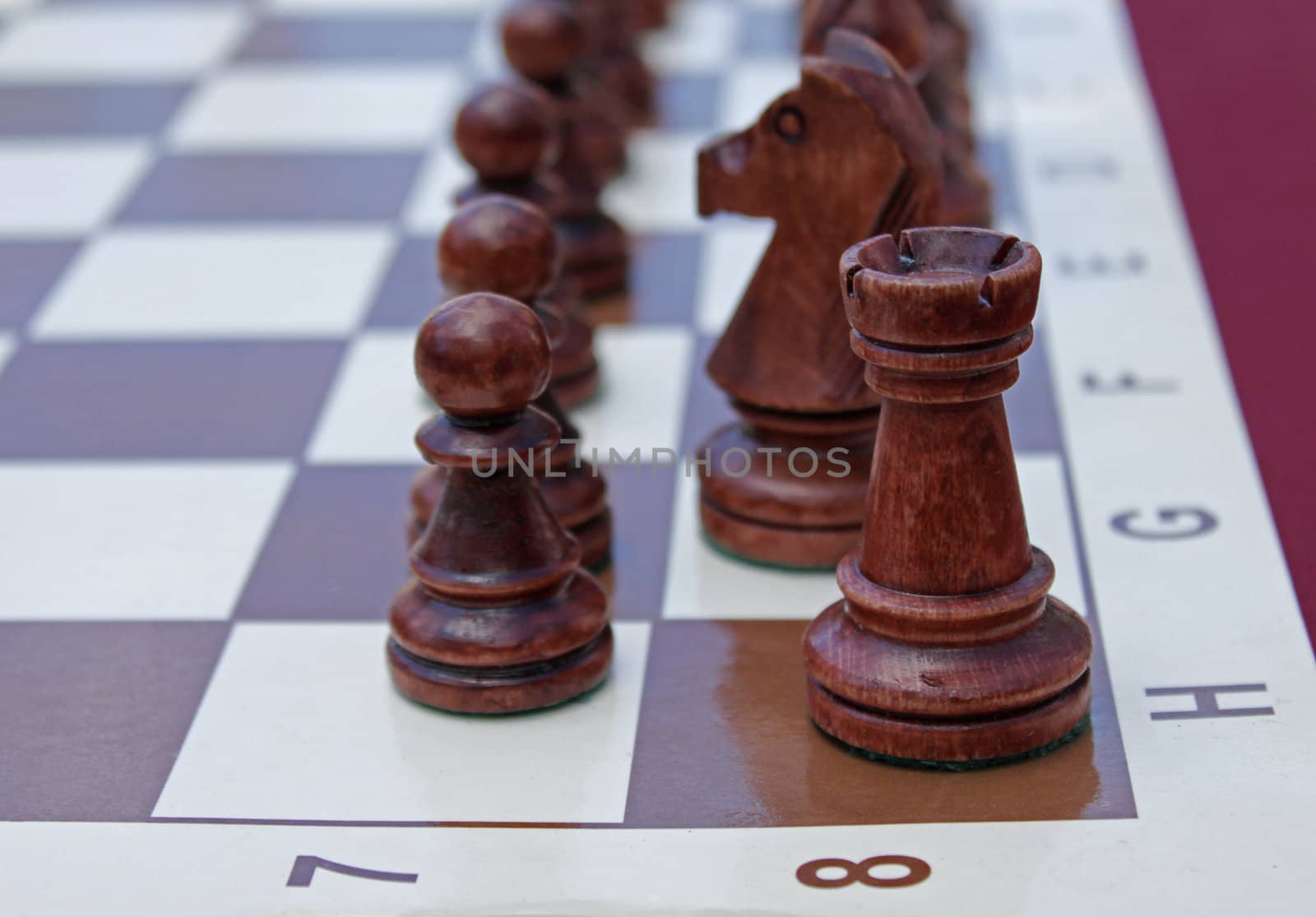 close up of castle on chessboard