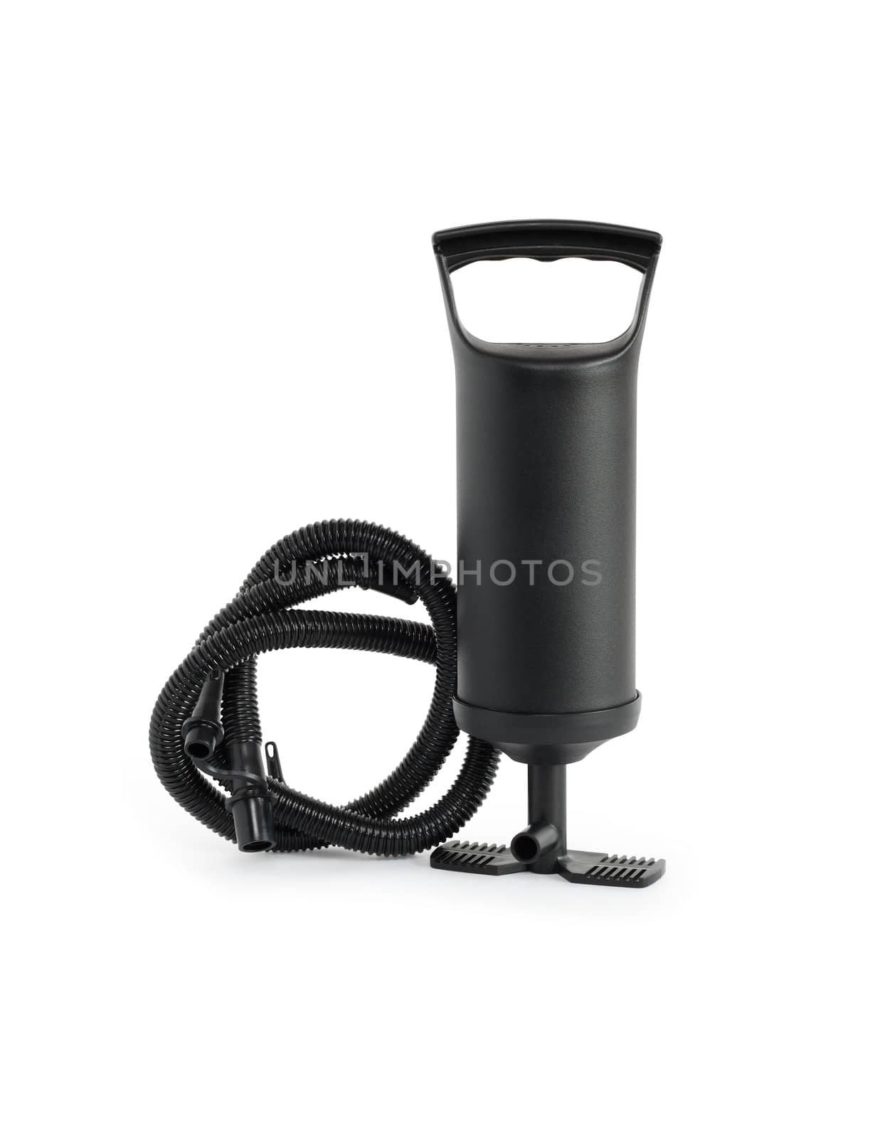 Black air pump isolated on white background with clipping path