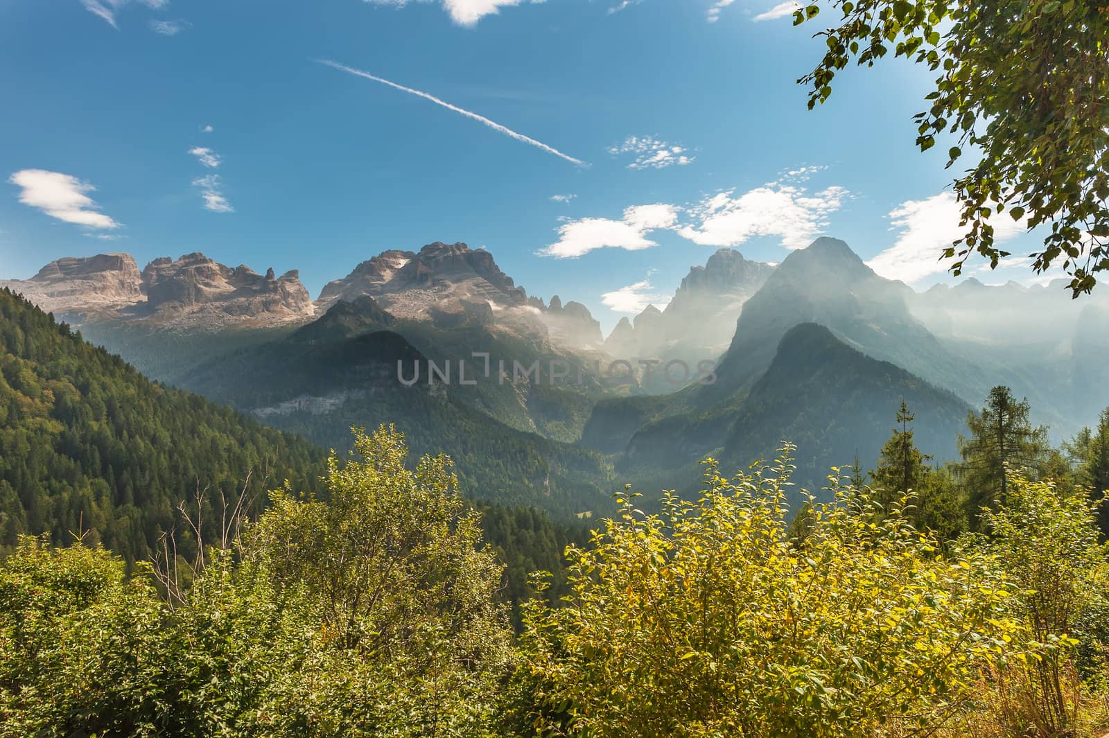 Panoramic view to the Brenta Group or Brenta Dolomites