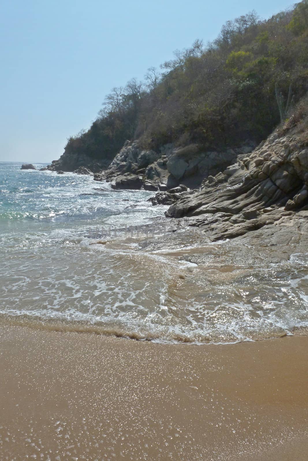 Waves on the beach at Chahue, Huatulco, Mexico