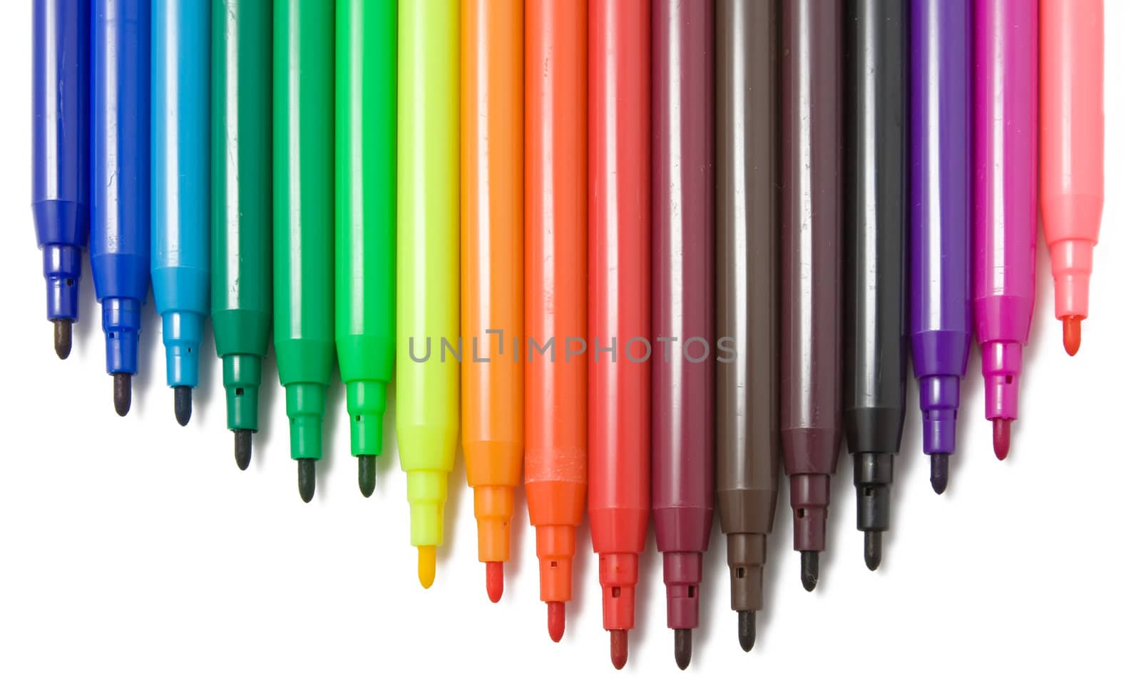 Soft-tip pens isolated on white background