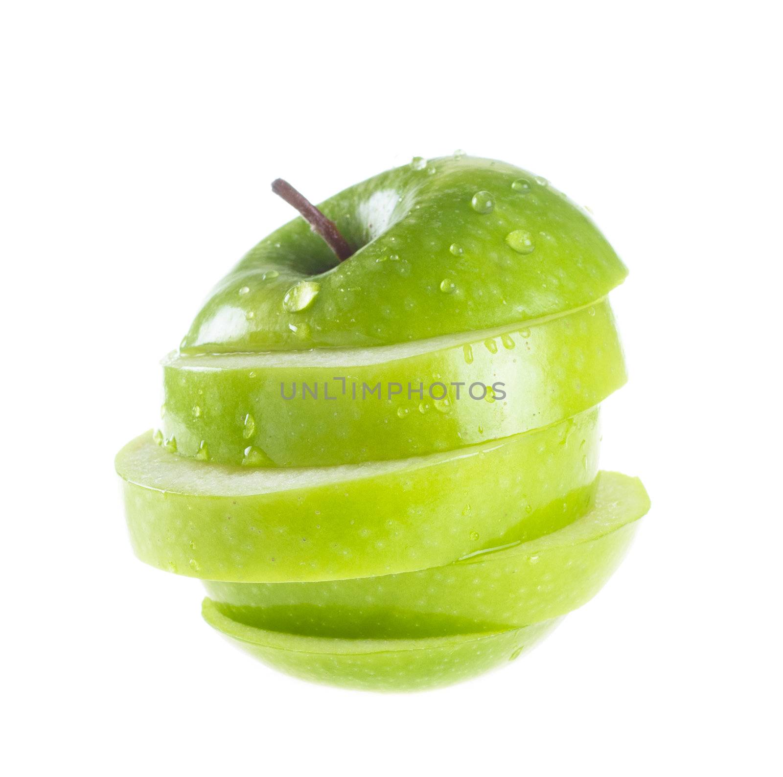 green apple on white background