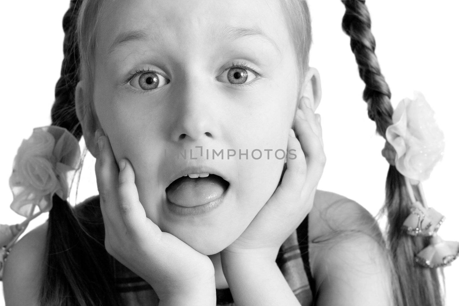 beautiful girl portrait on white background