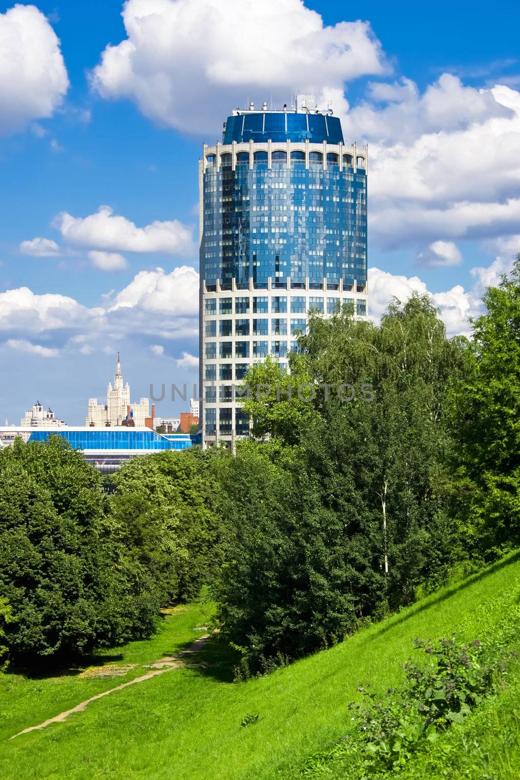 Green Park and modern Skyscraper