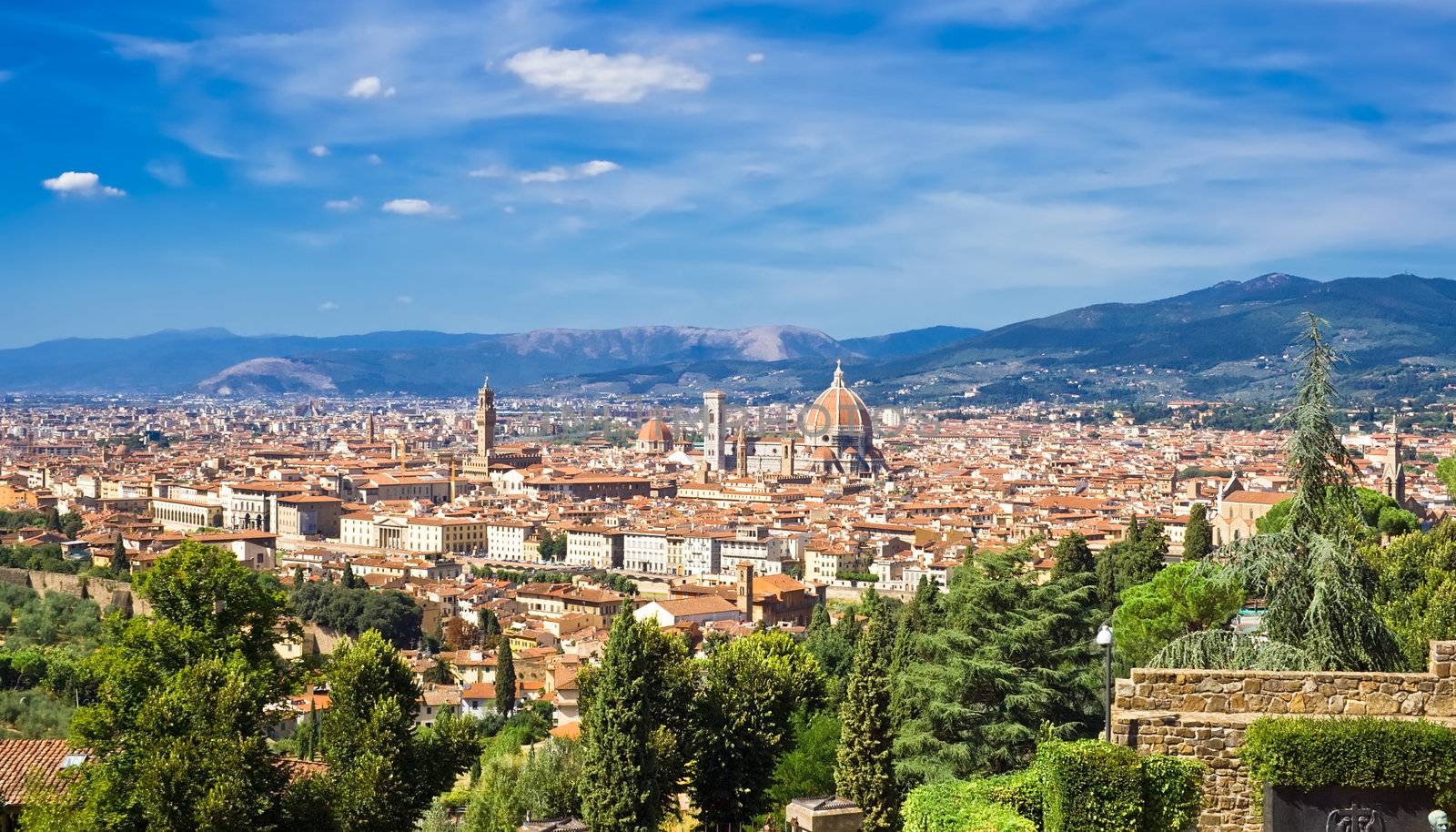 Panoramic view of Florence old city, Italy