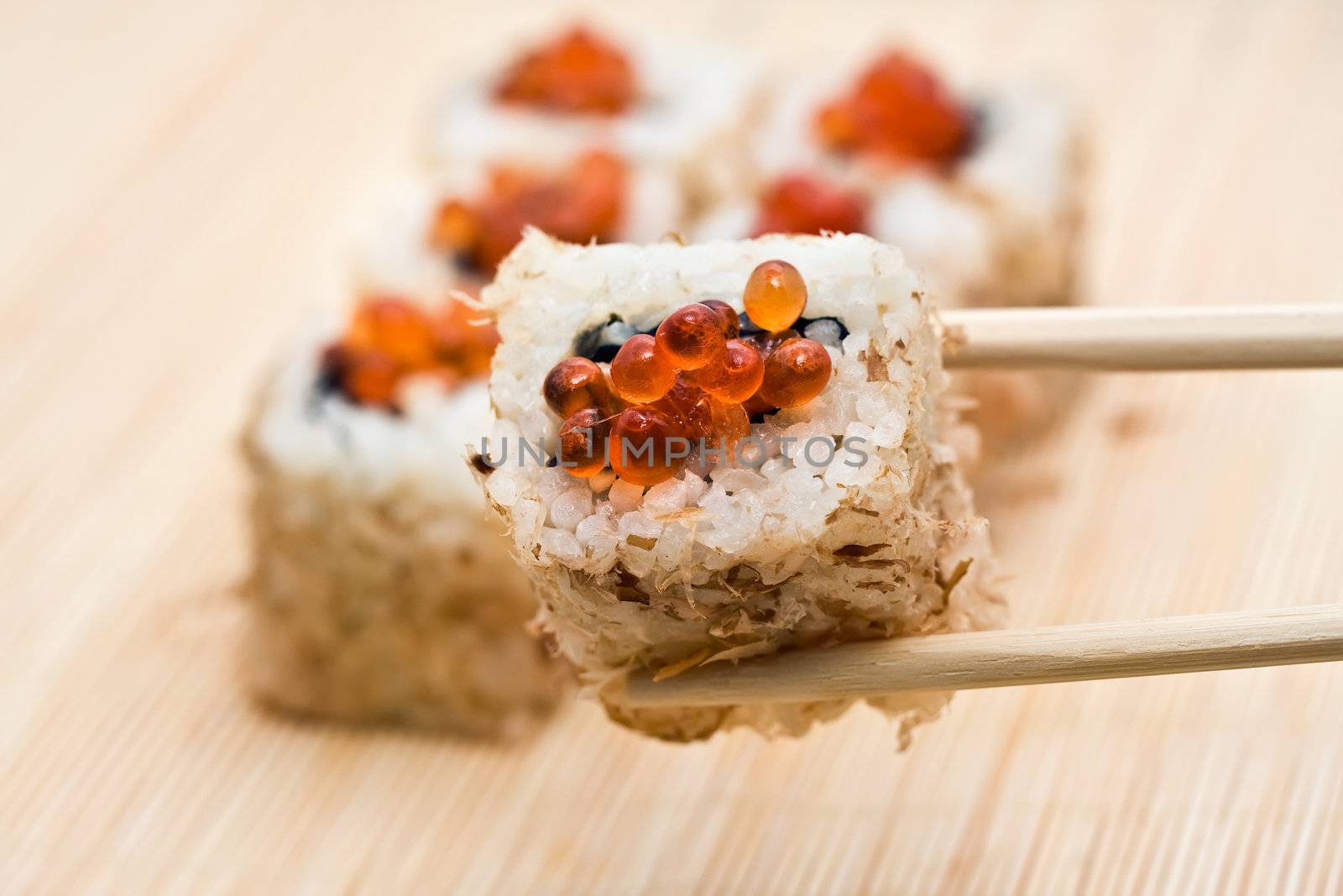 Traditional Japanese food Sushi, close-up