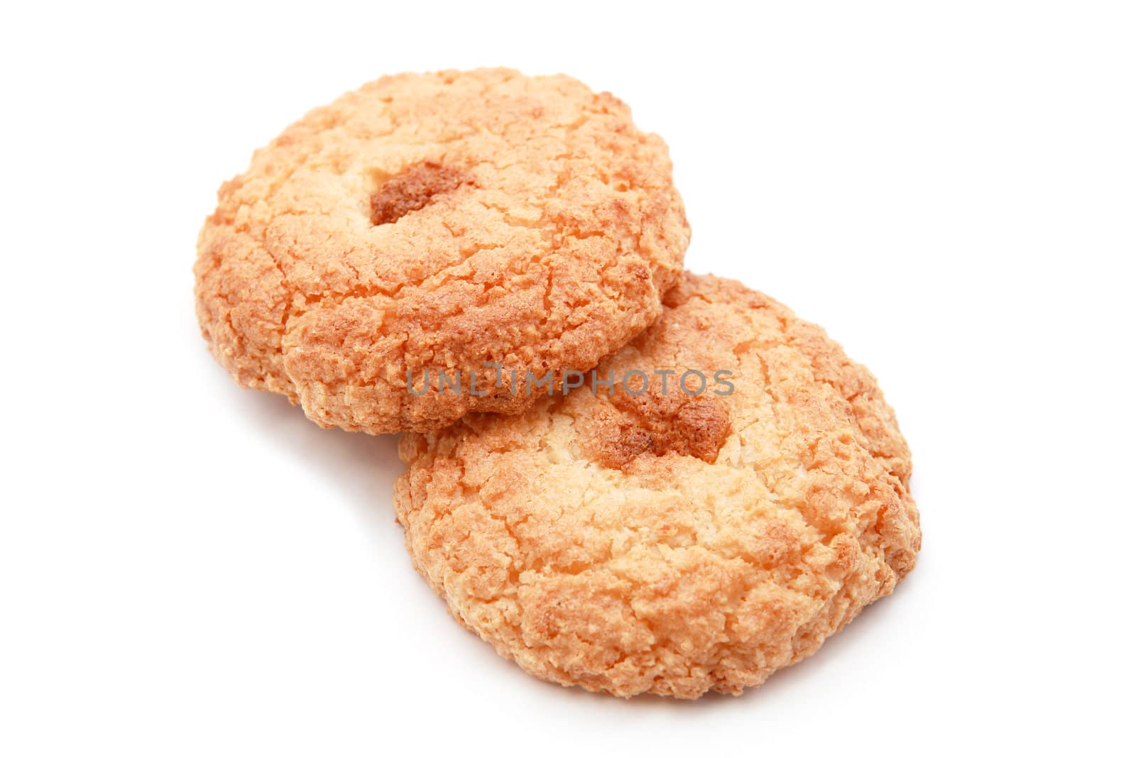 two sweet delicious cookies on white background