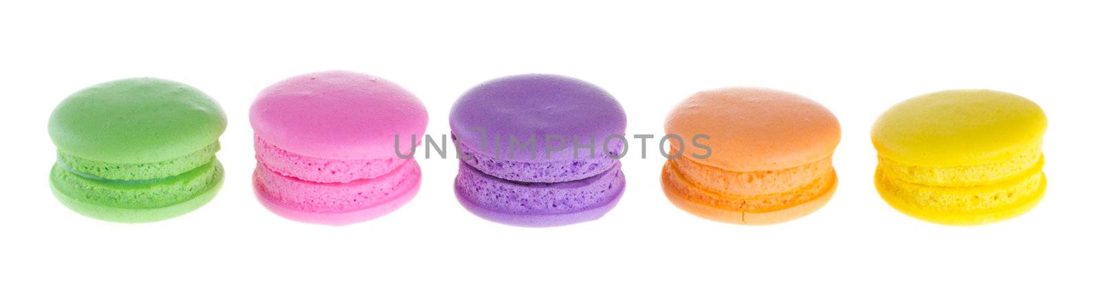 Colorful macaroons isolated on white background