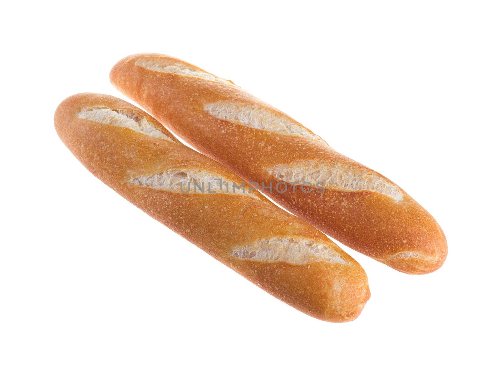 White french baguette bread with sesame isolated on white background