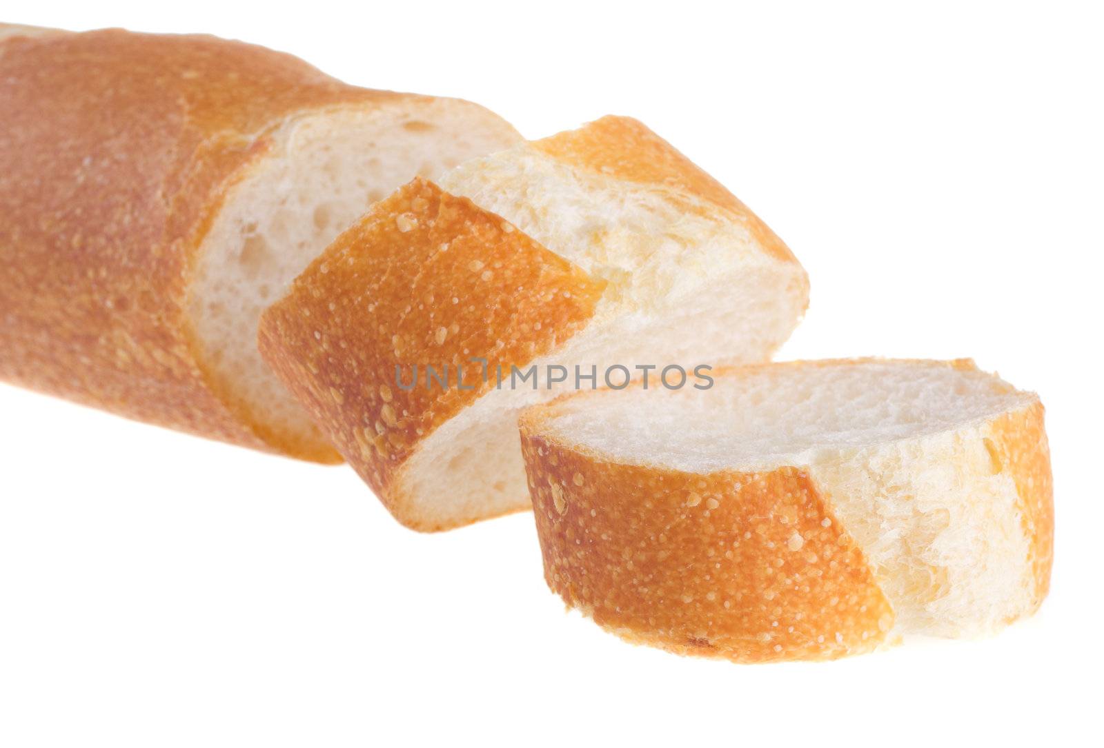 White french baguette bread with sesame isolated on white background