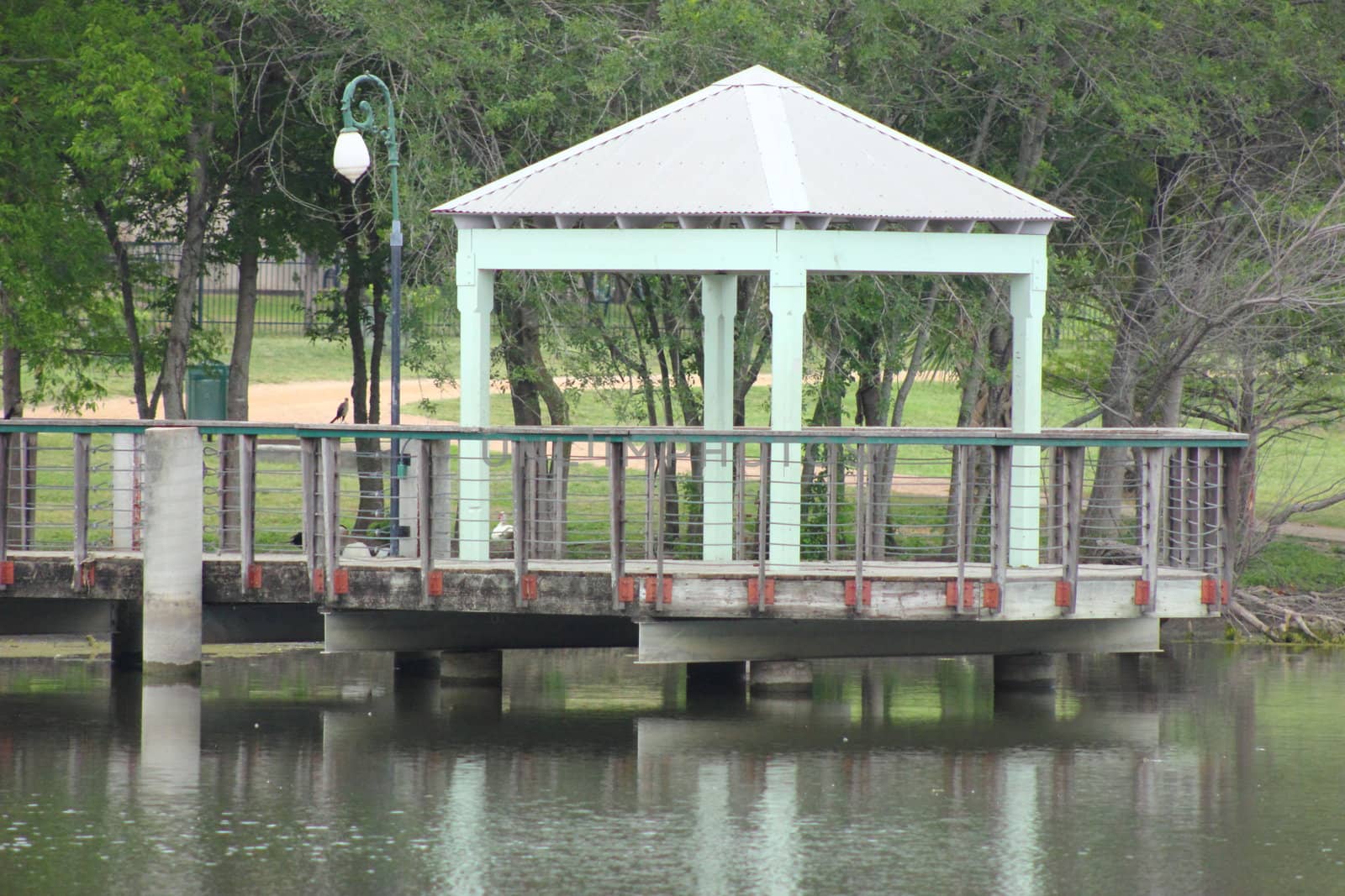 Large fishing pier with covered dock.