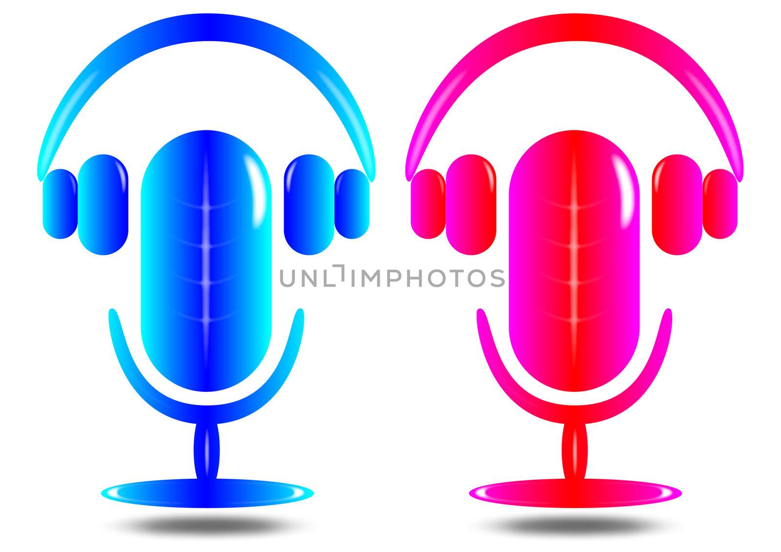 the bright microphone and headphone