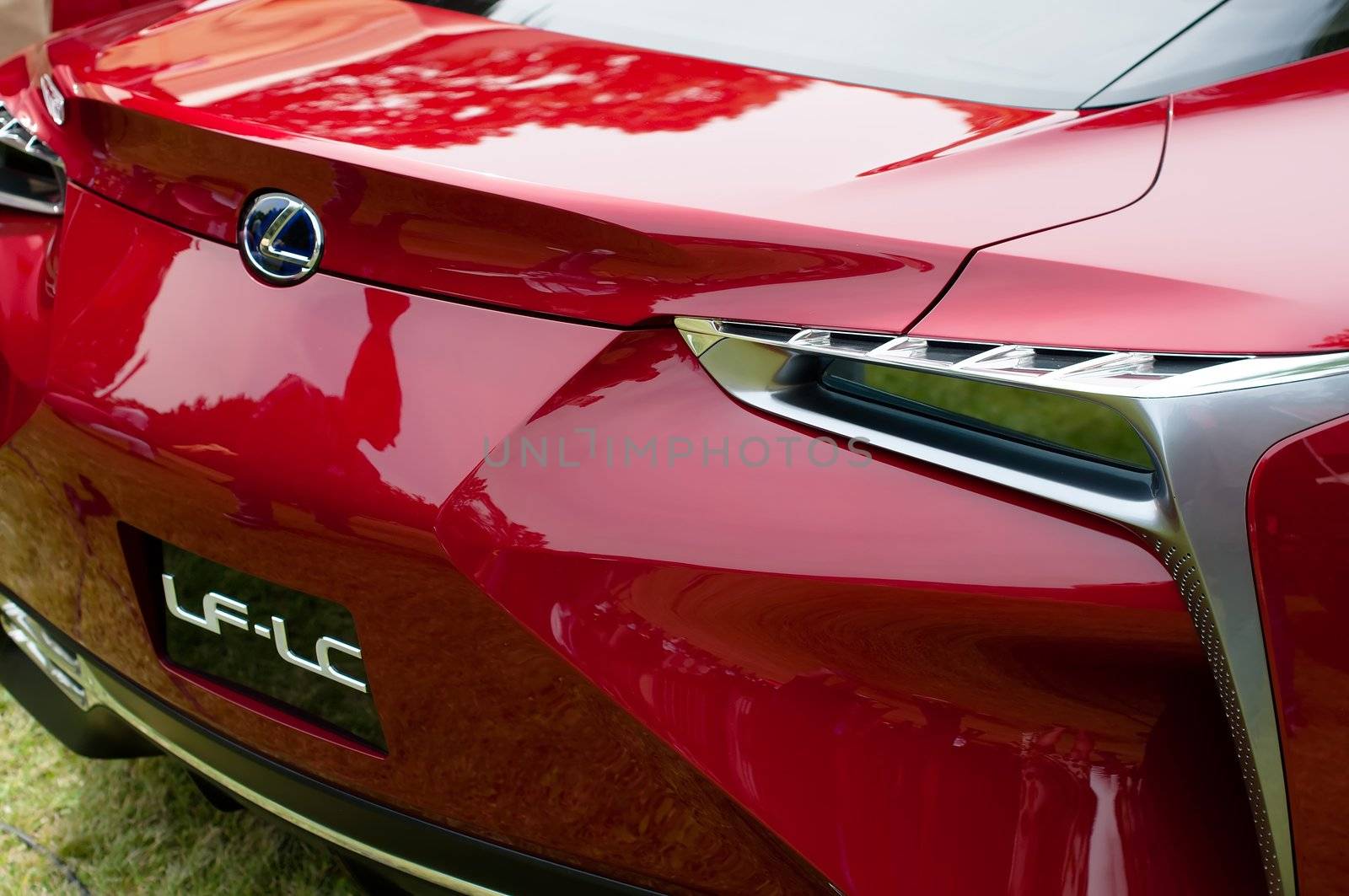 CERNOBBIO, LAKE COMO, ITALY – May 27: LEXUS showcasing their LF-Lc Concept car during the Concorso d'Eleganza Villa d'Este auto show in Cernobbio at the Lake Como in Italy on May 27, 2012. After making its world debut at the 2012 Detroit Auto Show, Lexus LF-Lc was presented again in Italy. The stunning Lexus LF-Lc Concept features a glass roof and an extensive remote touch-screen control board and infotainment touch screen display integrated into the doors. Concorso d'Eleganza Villa d'Este is a well renowned elegance competition for classic and vintage cars. It has taken place every year since 1929 and is also used by car manufacturers for presenting new prototypes.