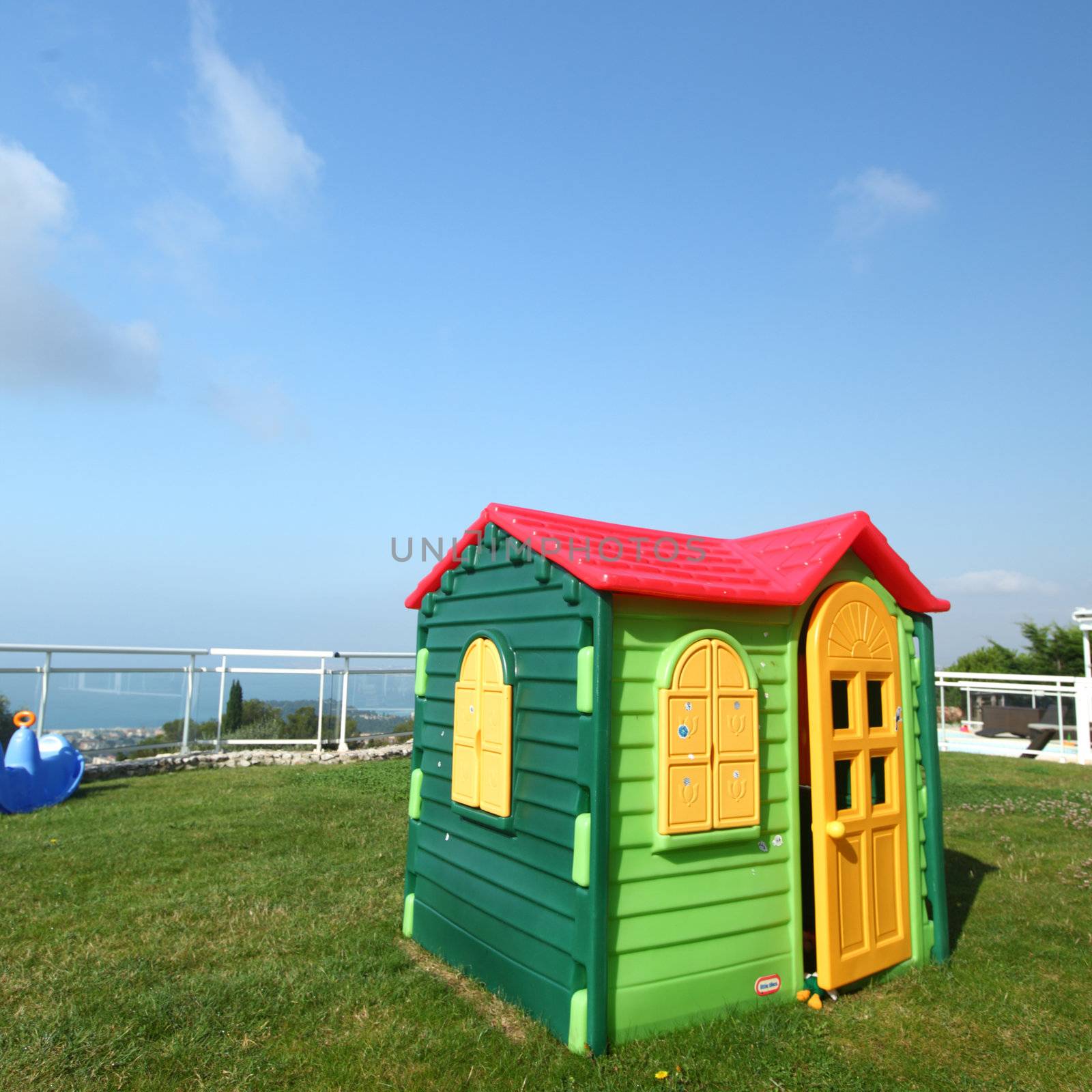 toy  plastic house in mountains