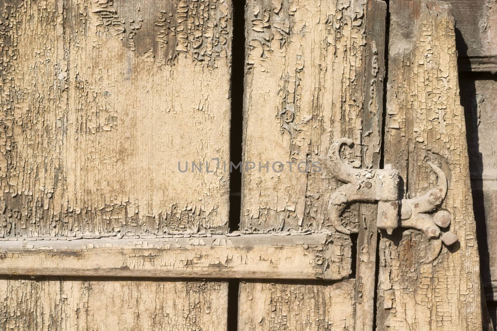 Old metal details on an old board.