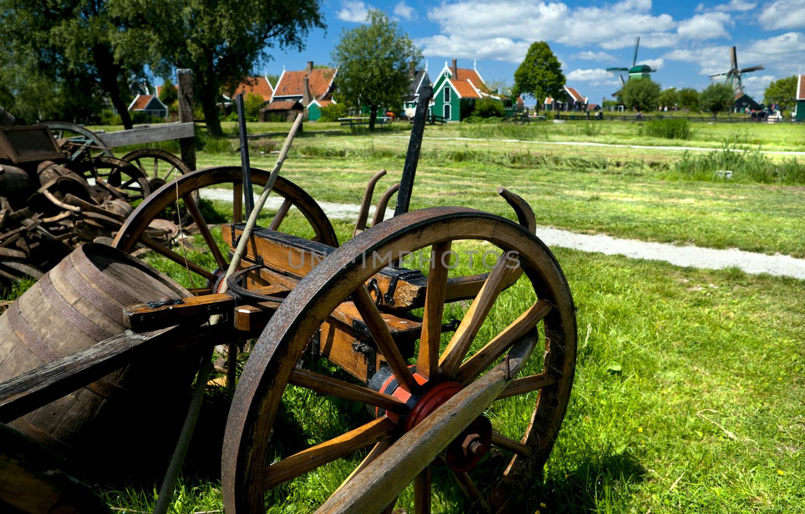 old wooden cart in Dutch village